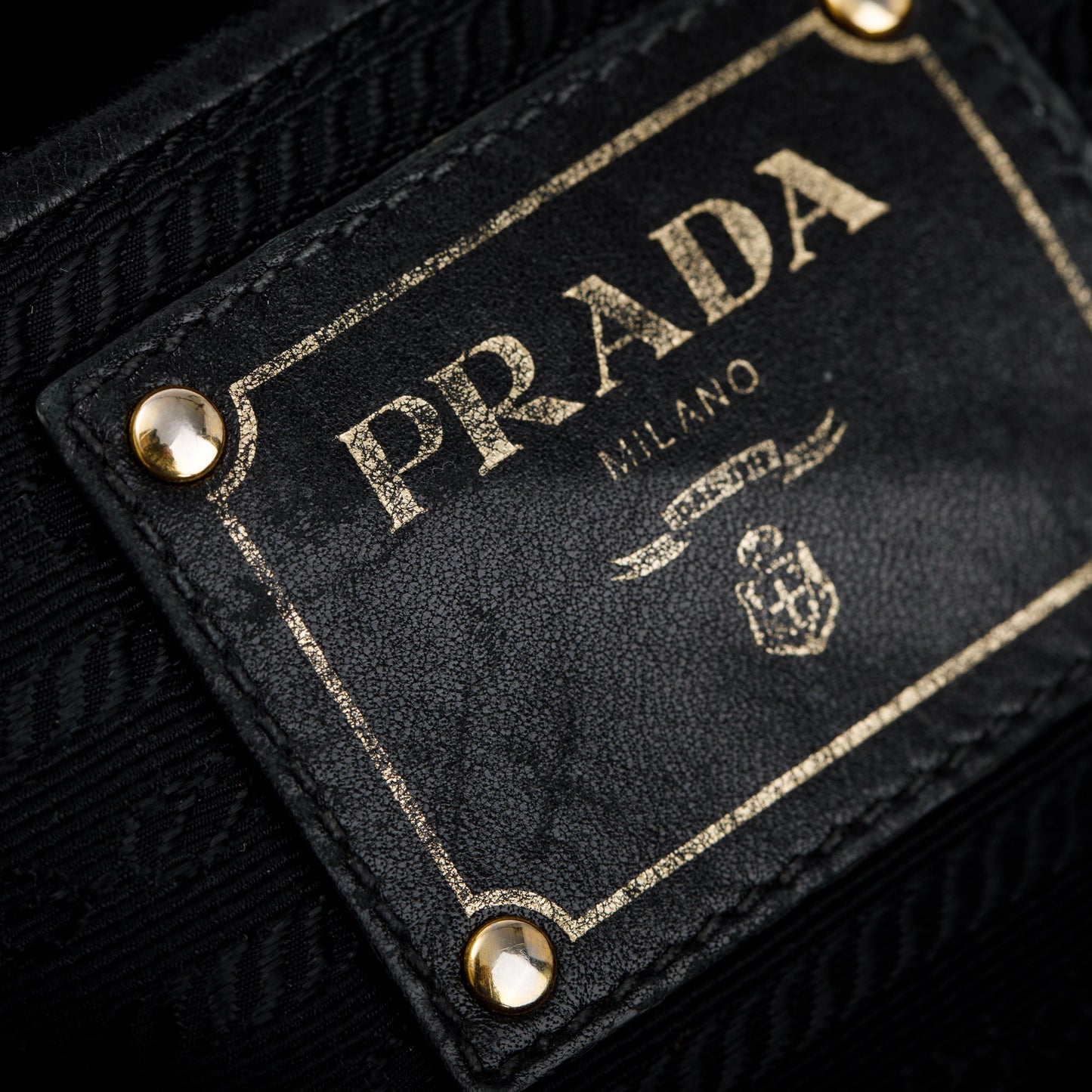 Prada Black Leather-Trimmed Tessuto Gaufre Tote