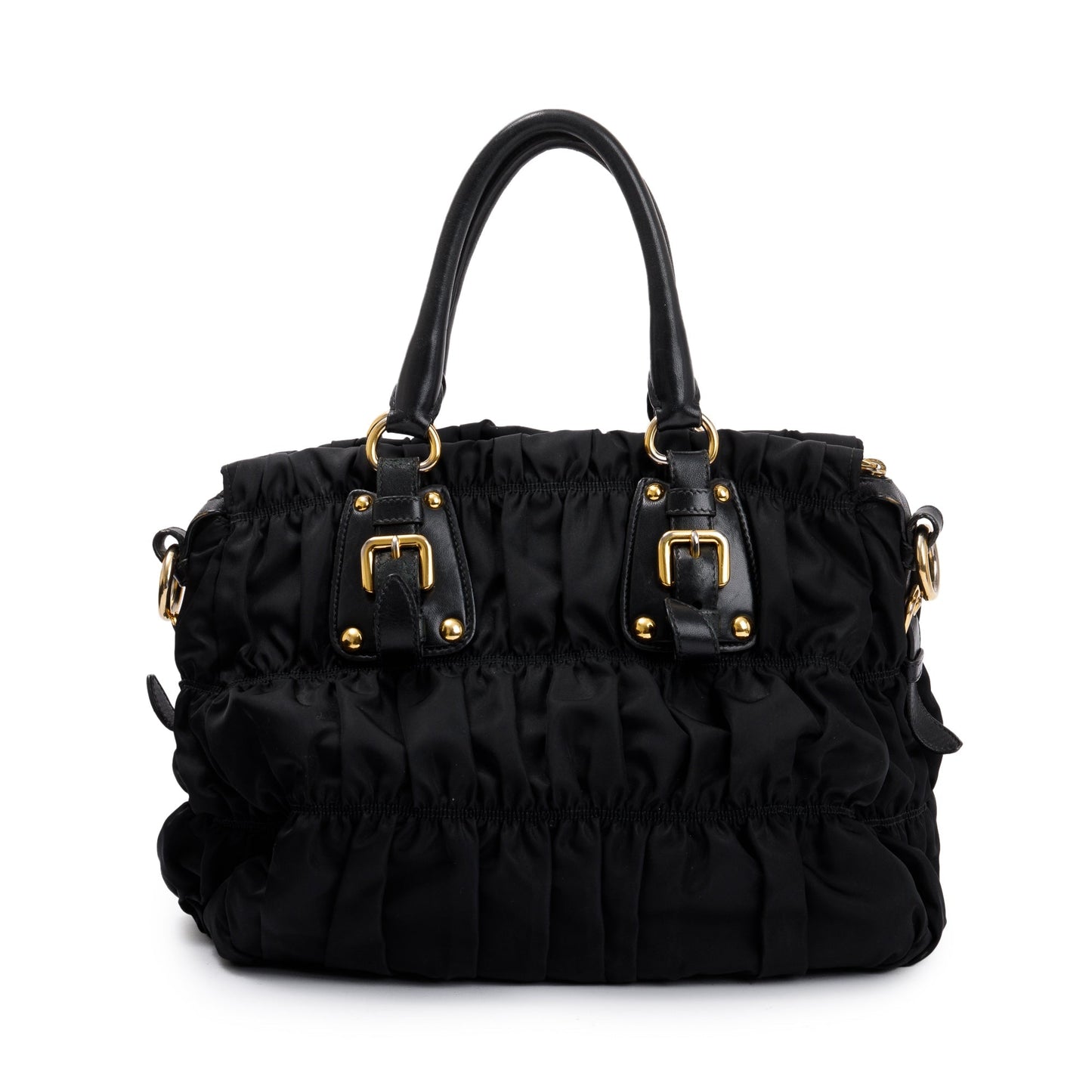Prada Black Leather-Trimmed Tessuto Gaufre Tote
