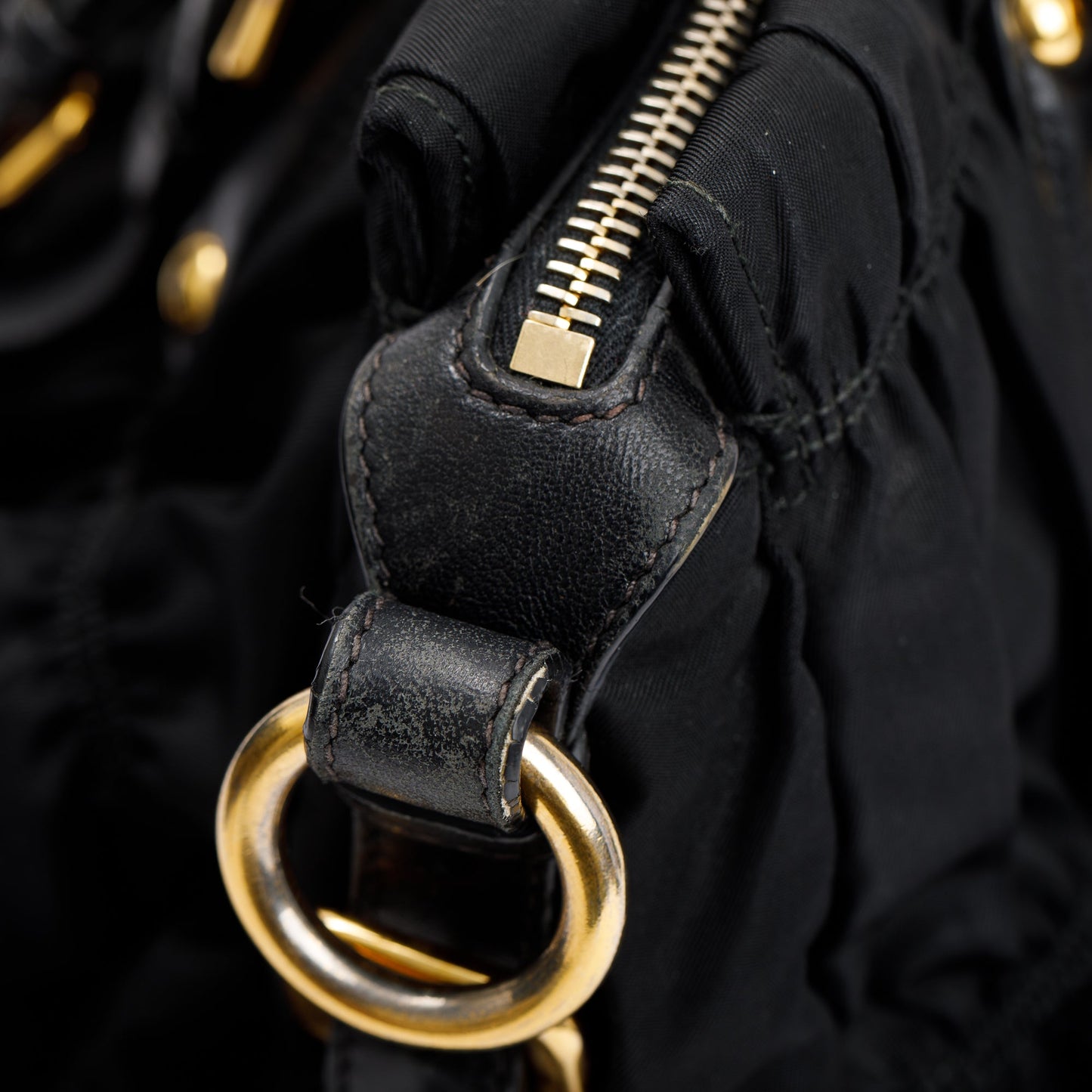 Prada Black Leather-Trimmed Tessuto Gaufre Tote