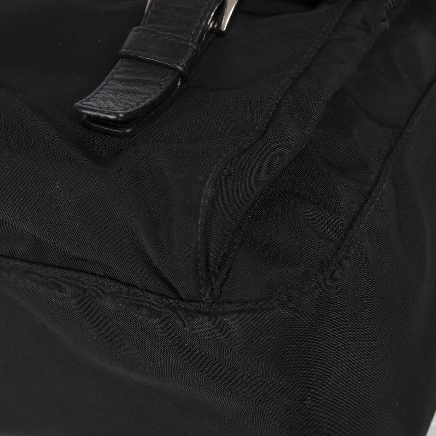 Prada Black Leather-Trimmed Tessuto Messenger Bag