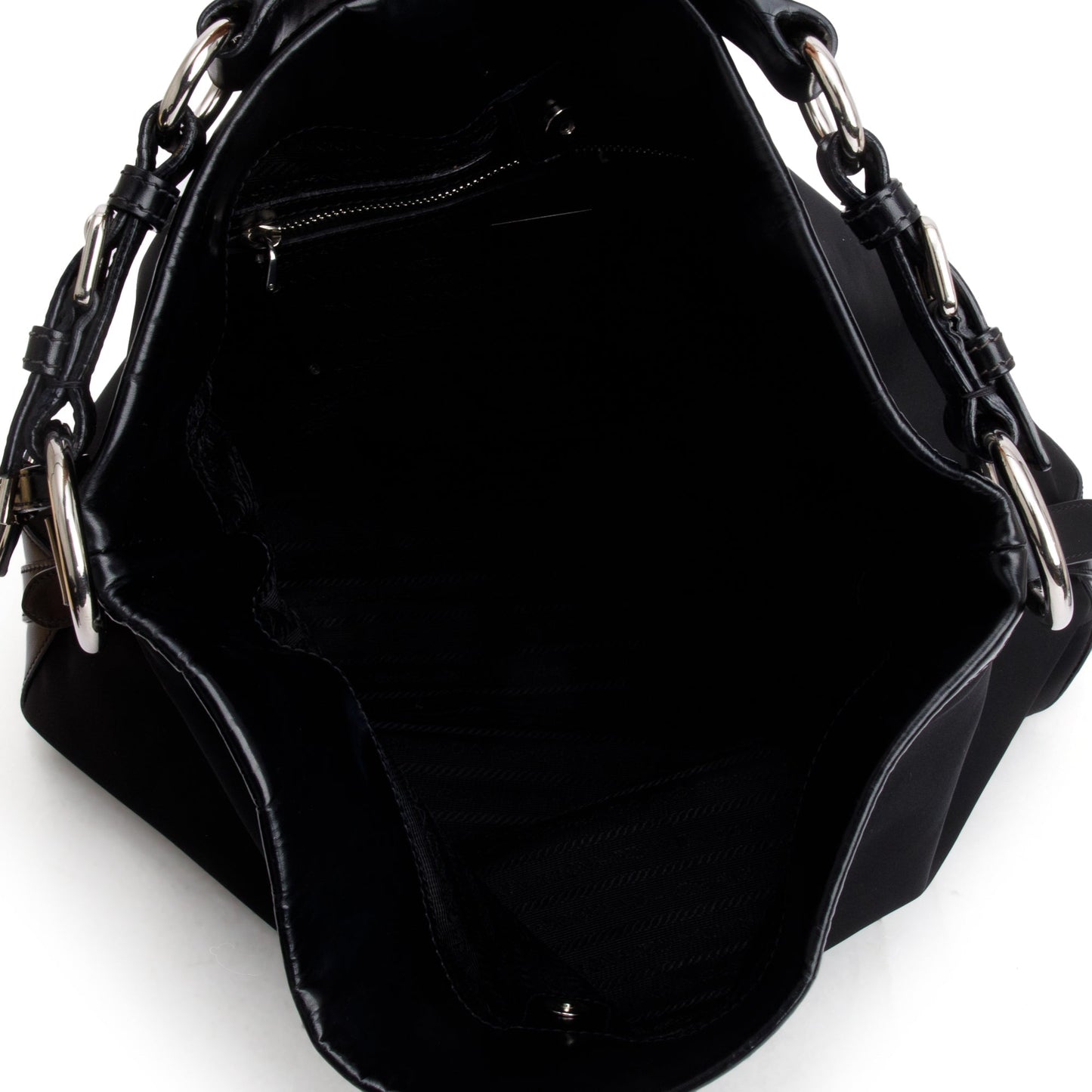 Prada Black Leather Trimmed Tessuto Nylon Hobo