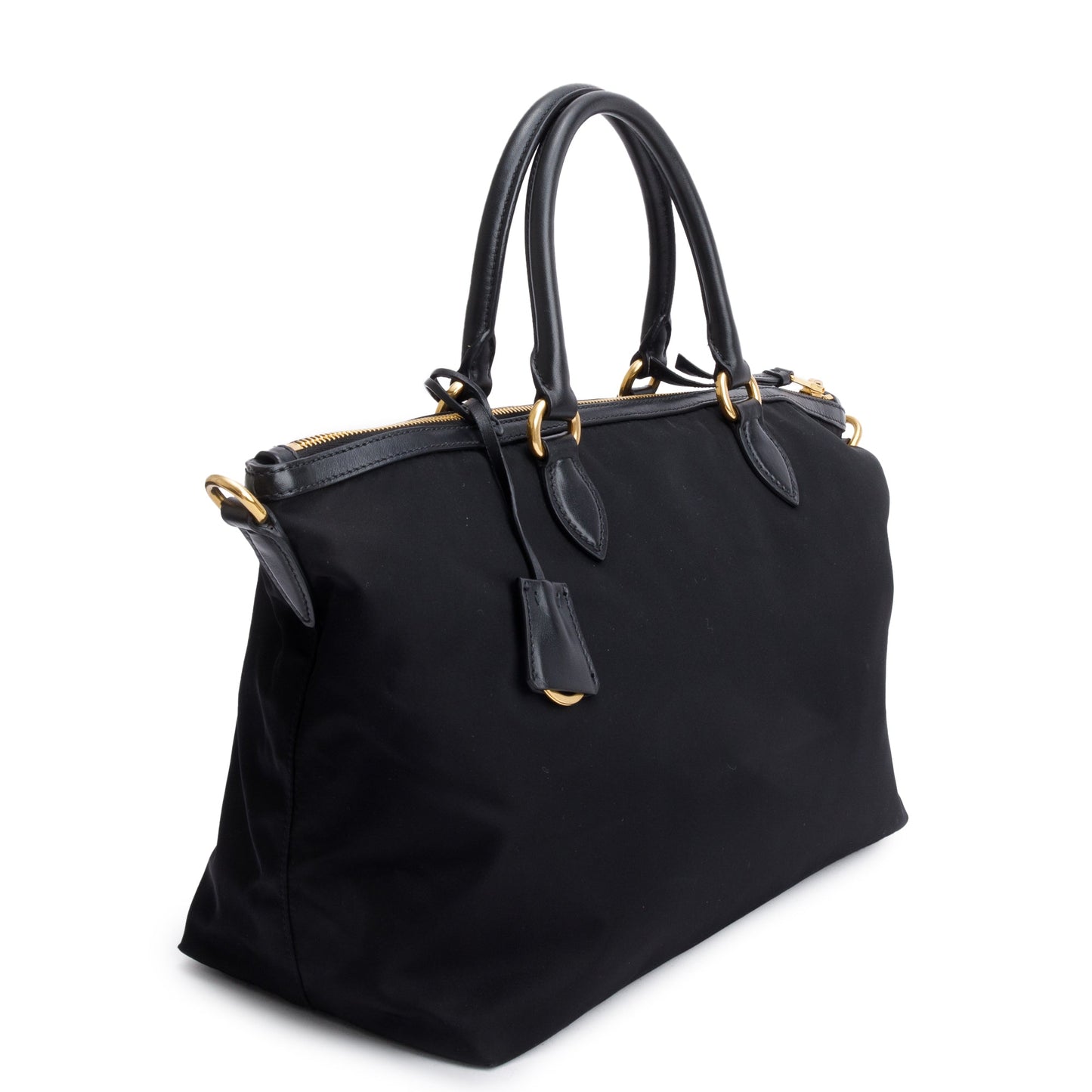 Prada Black Leather Trimmed Tessuto Nylon Tote