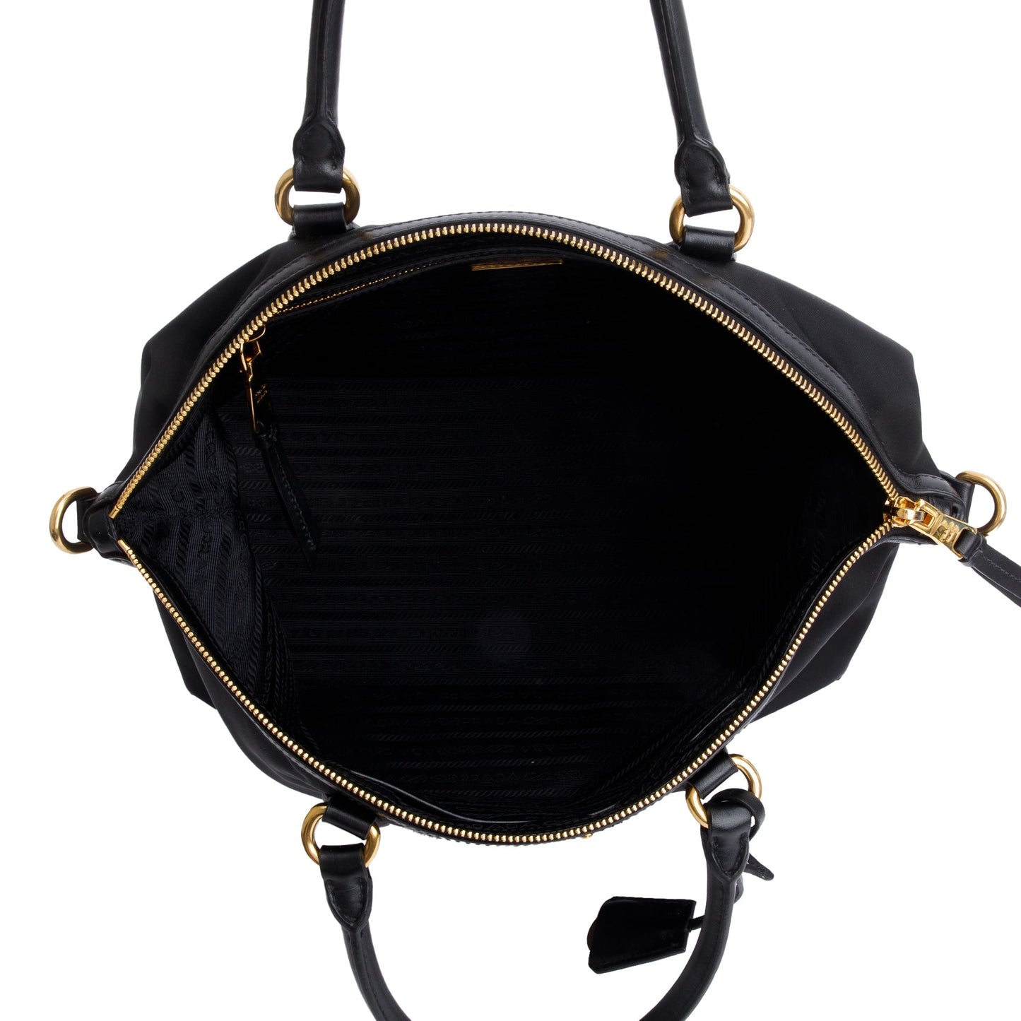 Prada Black Leather Trimmed Tessuto Nylon Tote