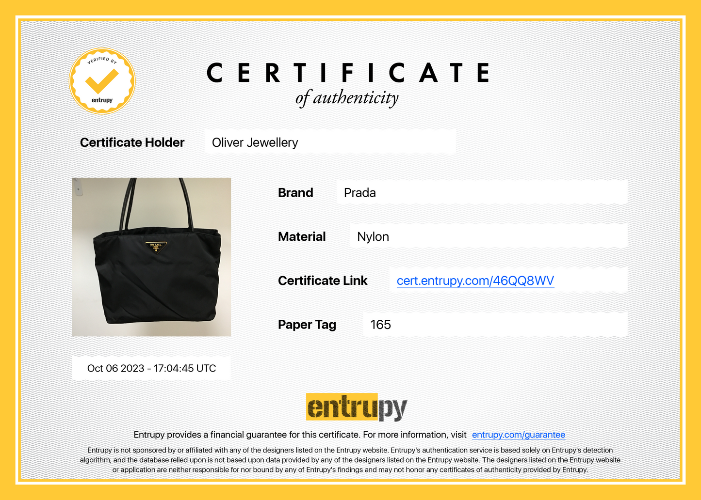 Prada Black Patent Leather Trimmed Tessuto Nylon Tote