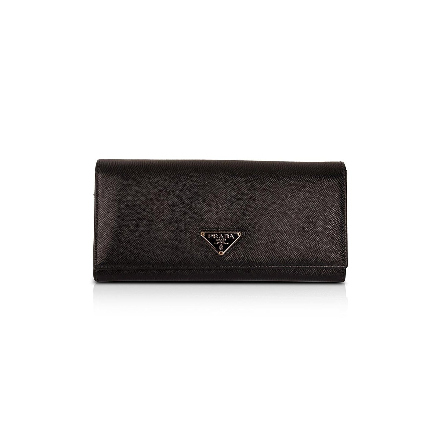 Prada Black Saffiano Continental Wallet
