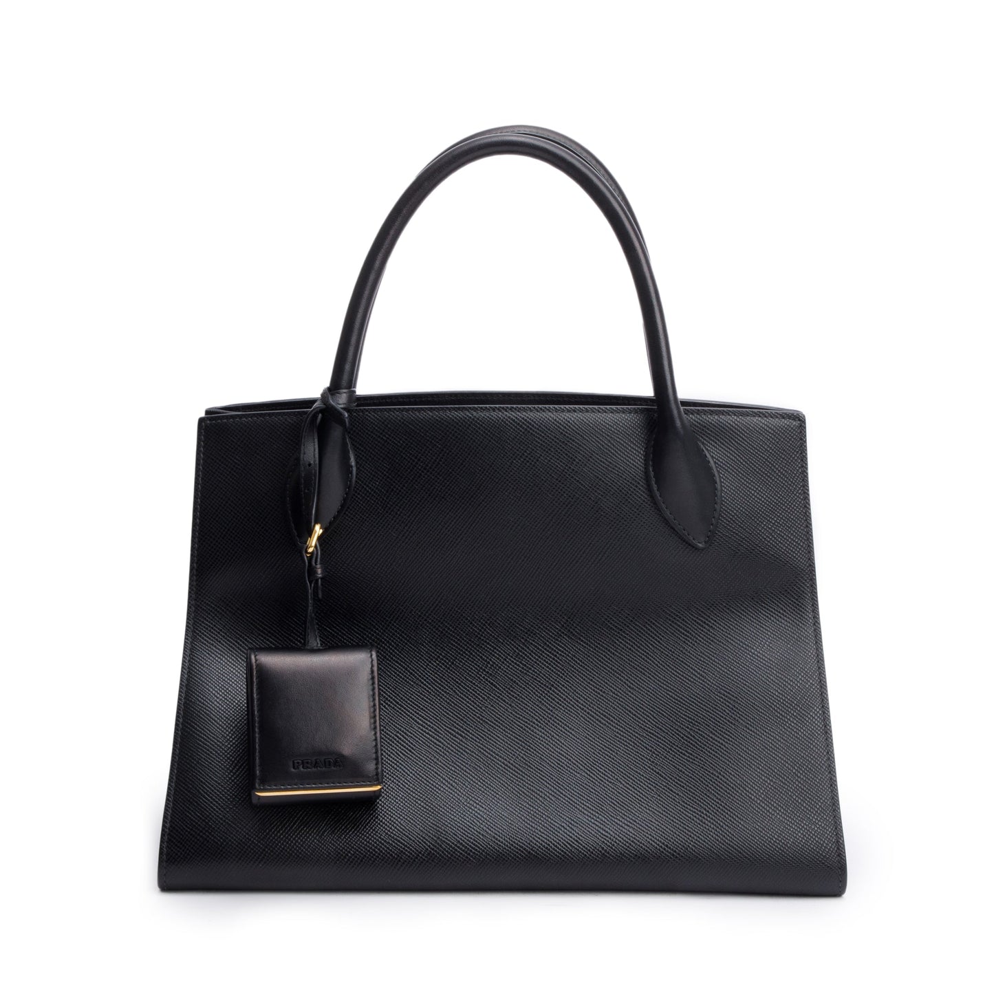 Prada Black Saffiano Cuir Medium Monochrome Top Handle Tote