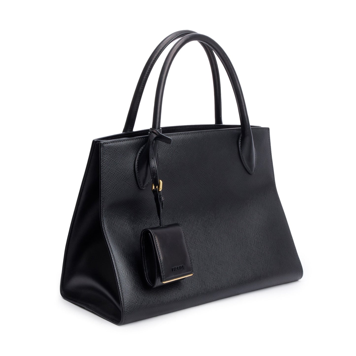 Prada Black Saffiano Cuir Medium Monochrome Top Handle Tote
