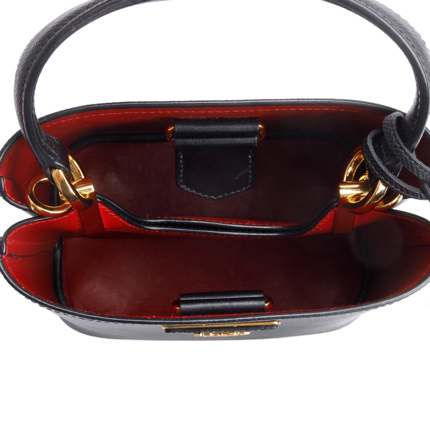 Prada Black Saffiano Cuir Small Panier Bag