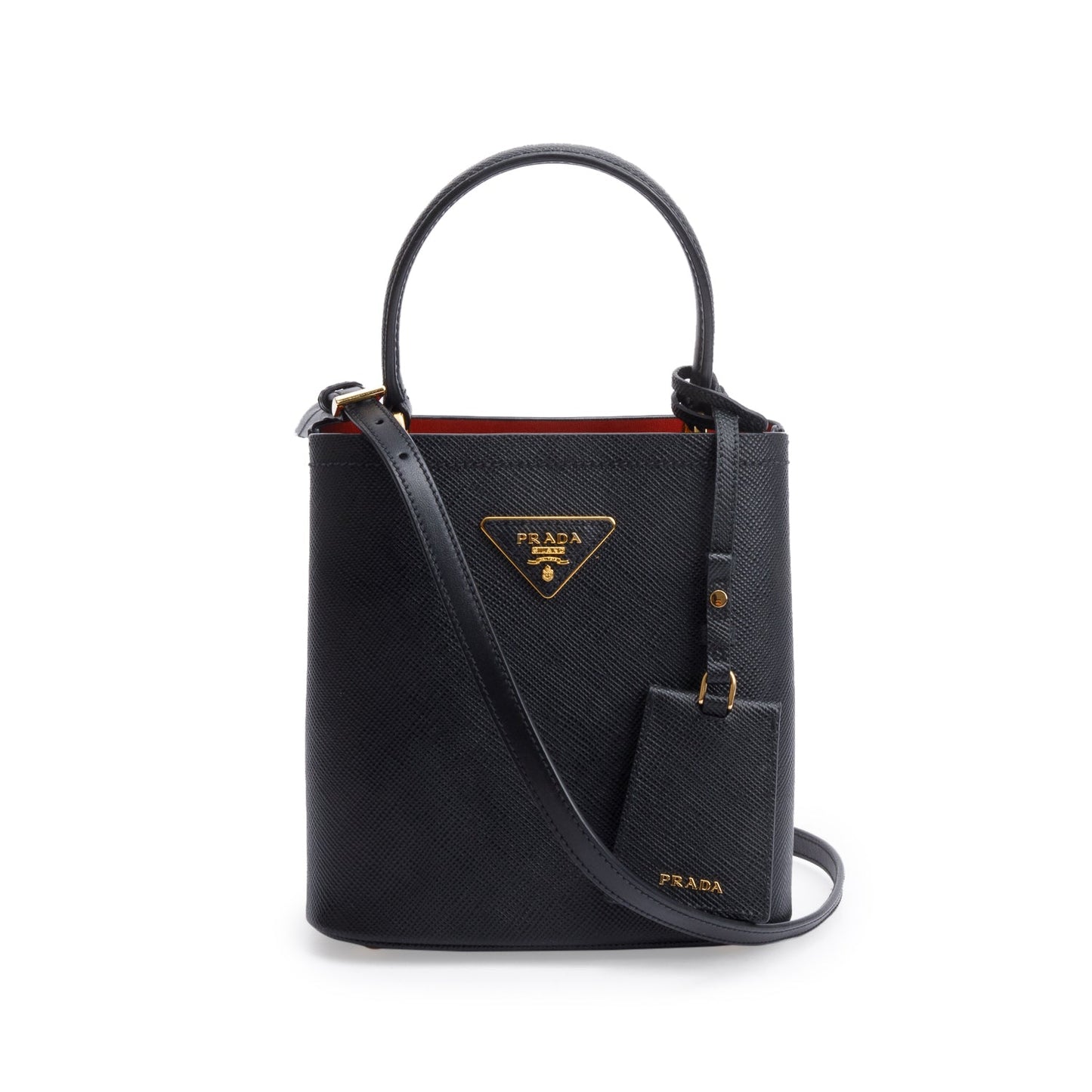 Prada Black Saffiano Cuir Small Panier Bag