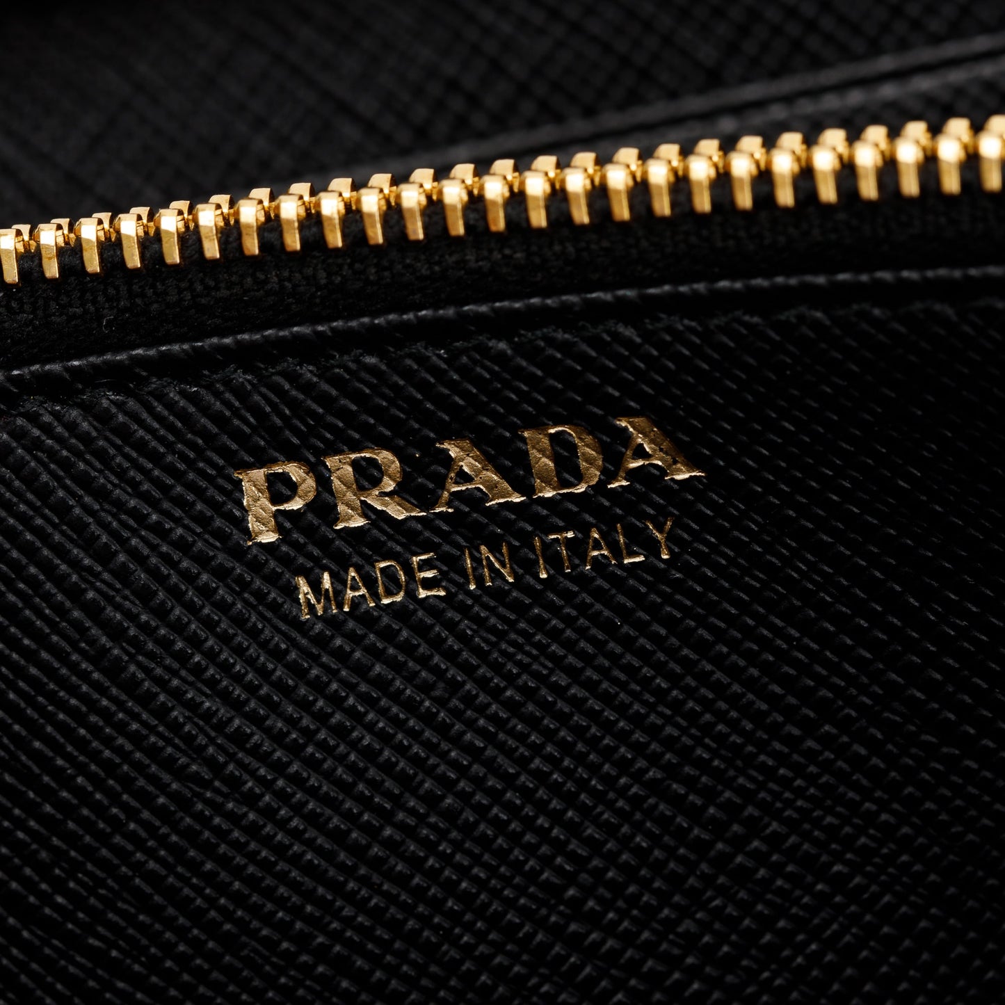 Prada Black Saffiano Leather Bow Zip Around Wallet