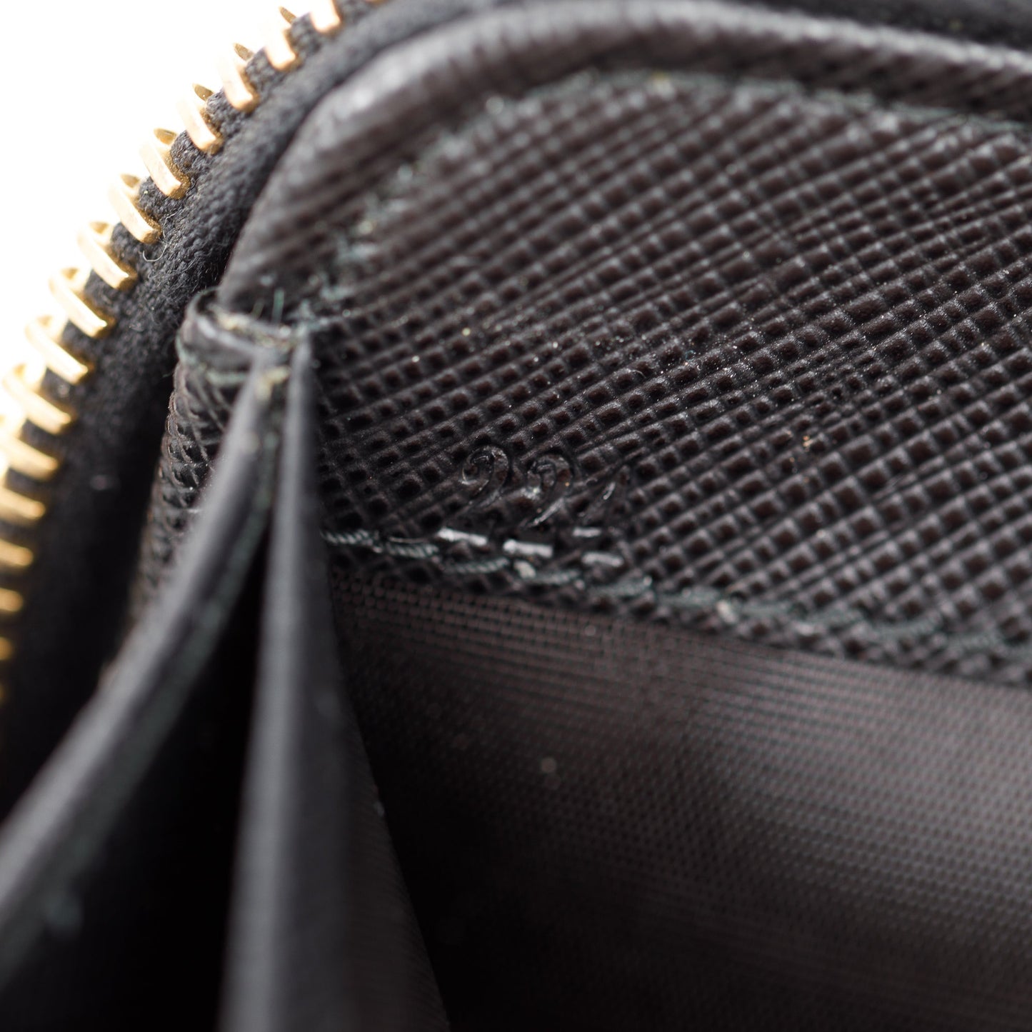 Prada Black Saffiano Leather Bow Zip Around Wallet