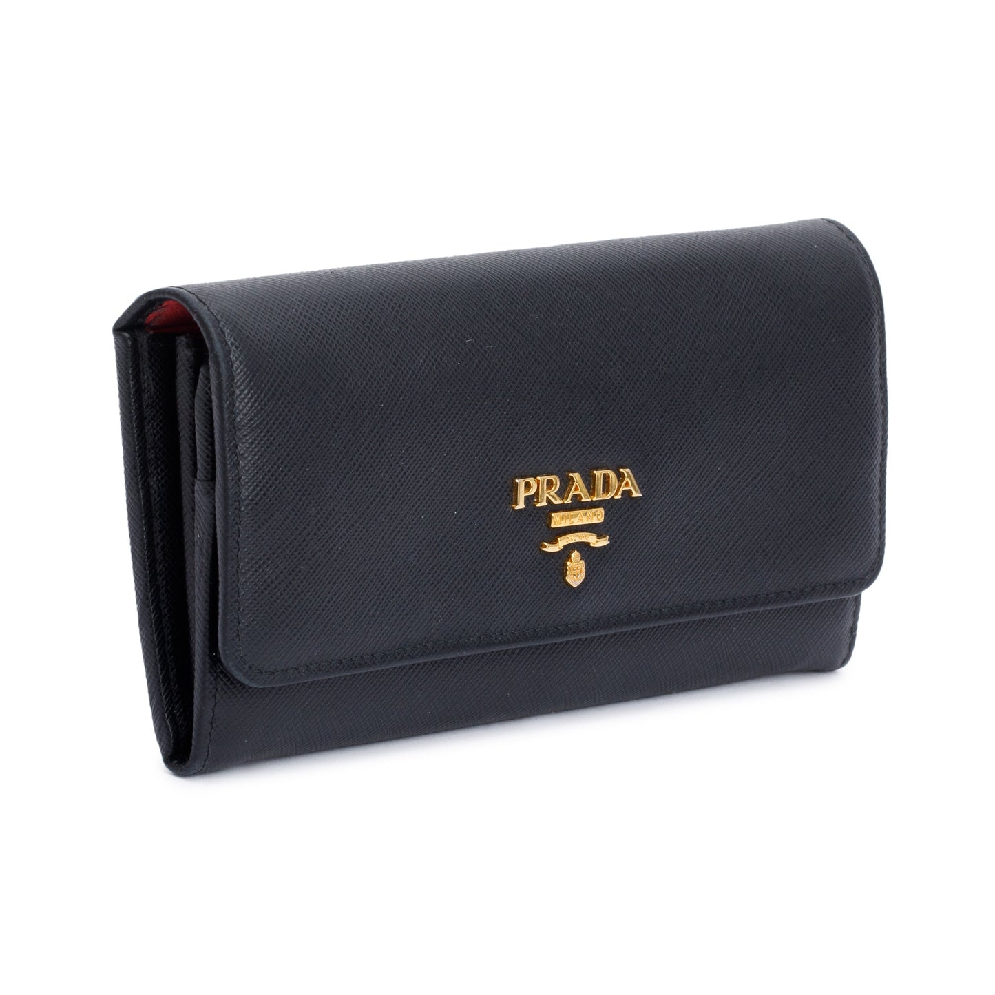 Prada Black Saffiano Leather Continental Wallet