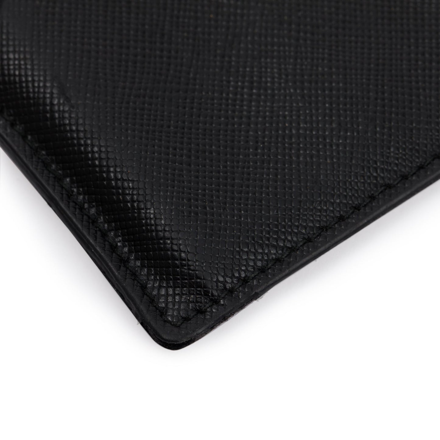 Prada Black Saffiano Leather Logo Card Holder