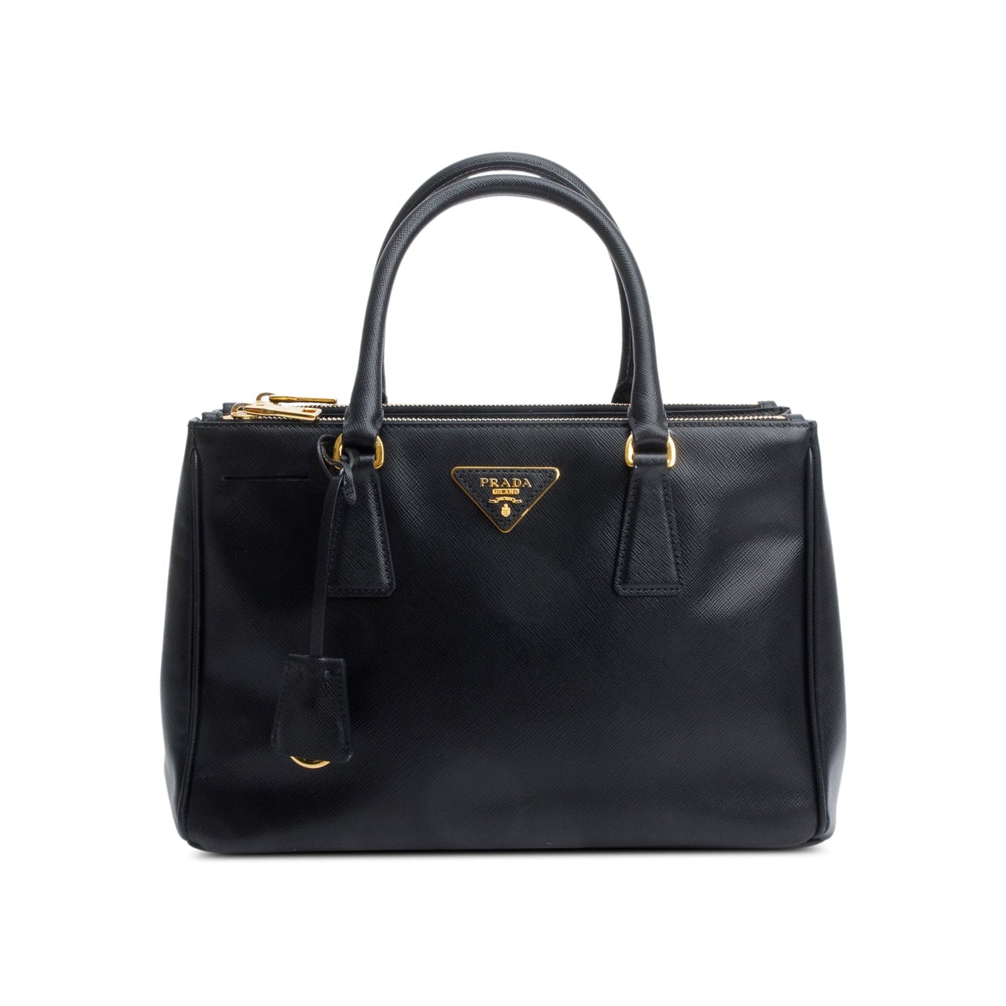 Prada Black Saffiano Leather Small Double Zip Galleria Tote