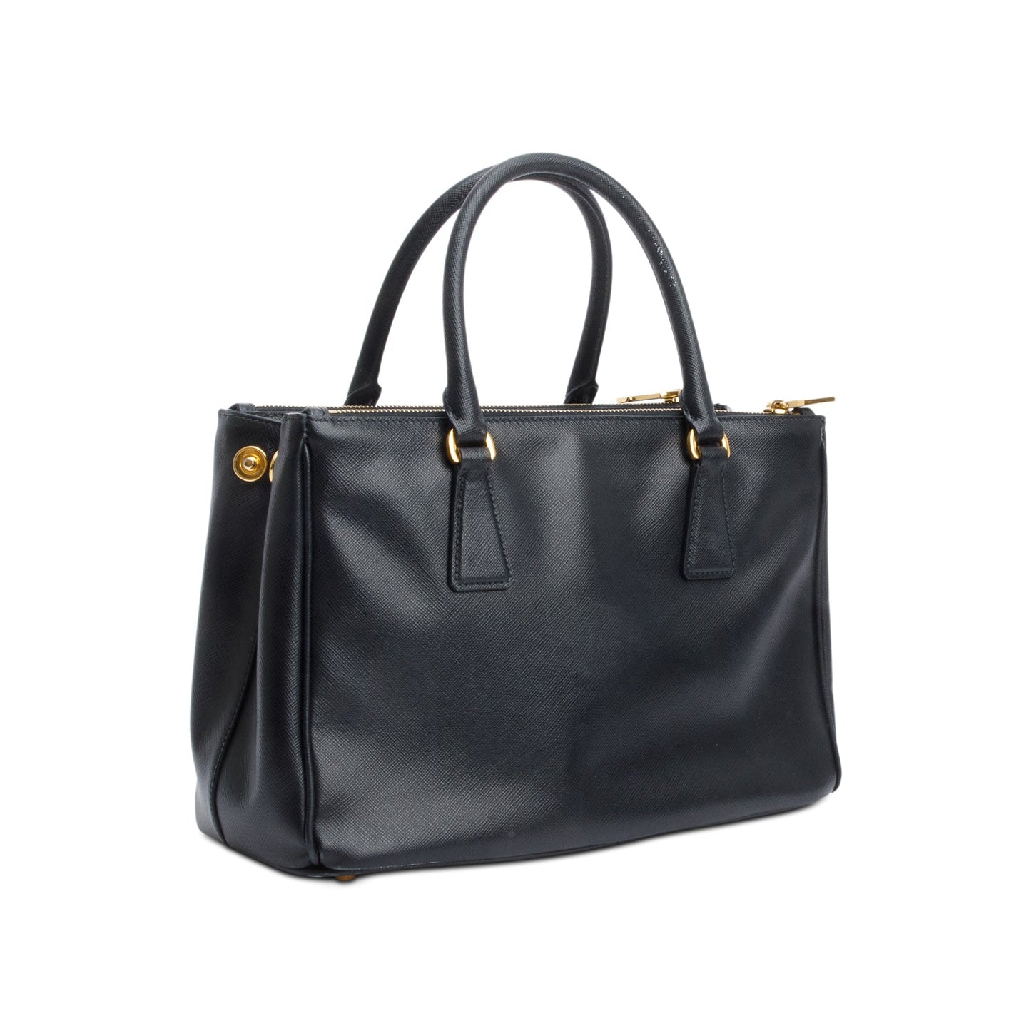 Prada Black Saffiano Leather Small Double Zip Galleria Tote