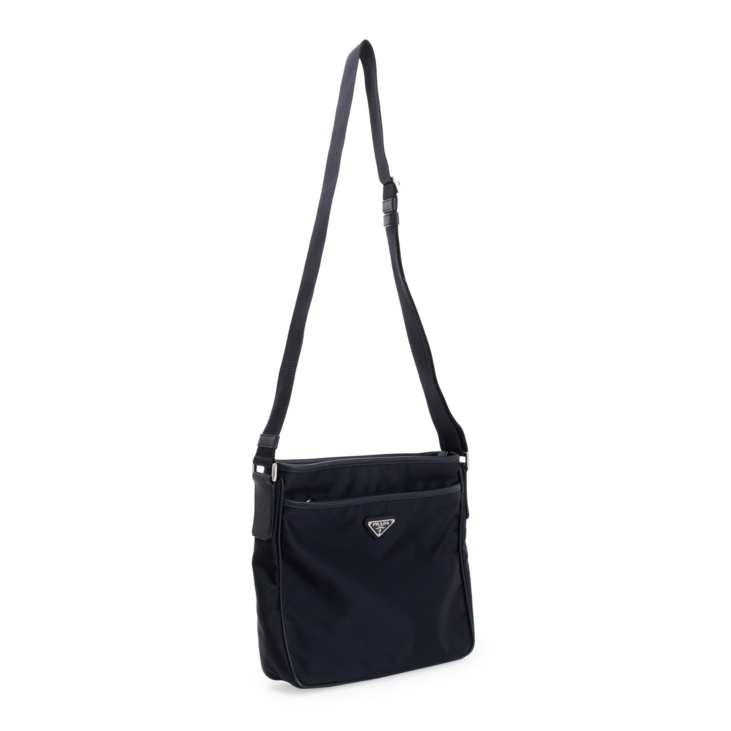 Prada Black Saffiano Leather-Trimmed Tessuto Nylon Messenger Bag