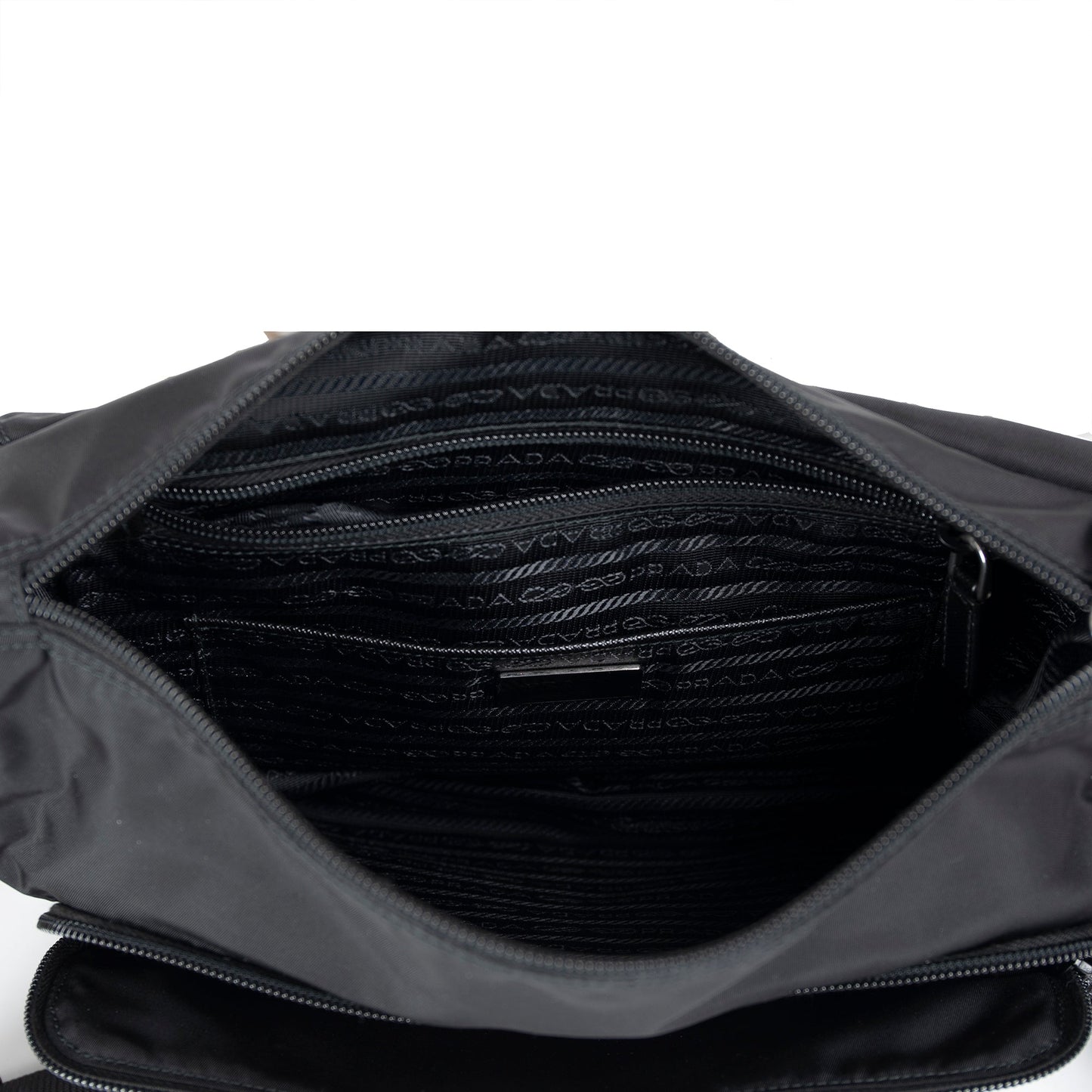 Prada Black Saffiano Leather-Trimmed Tessuto Nylon Messenger Bag