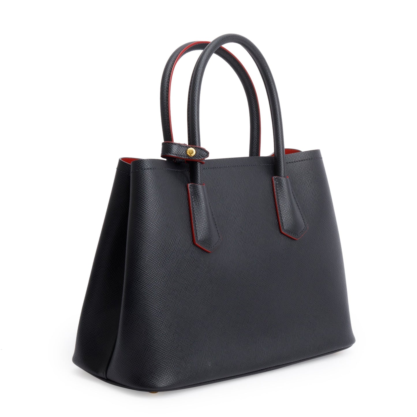 Prada Black Saffiano Lux Small Cuir Double Tote
