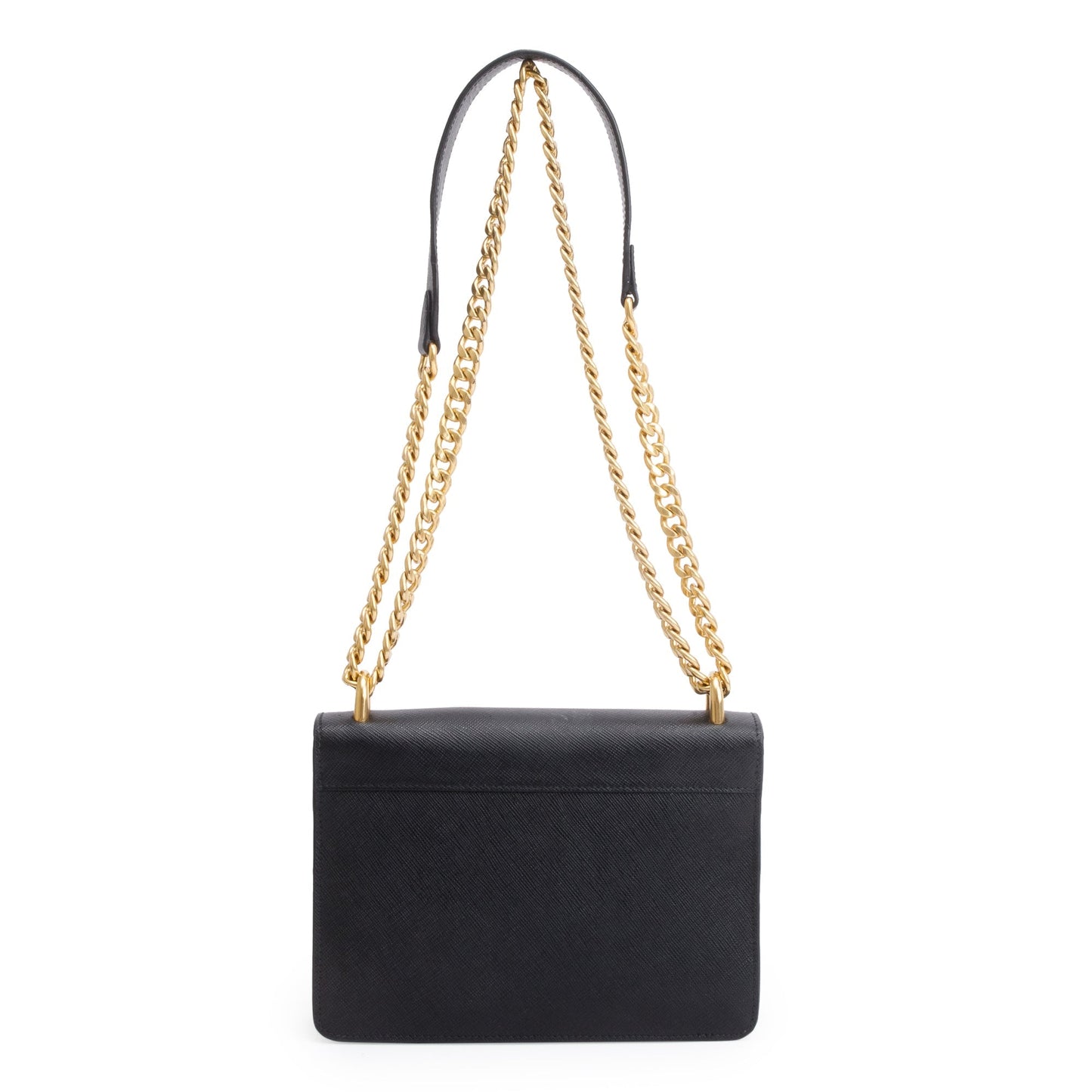 Prada Black Saffiano Soft Calf Leather Chain Crossbody Bag