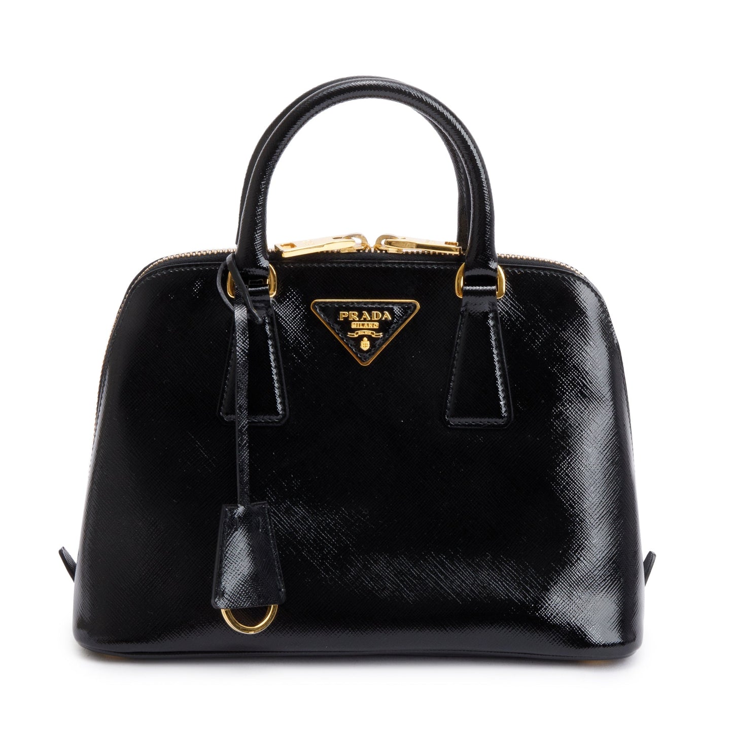 Prada Black Saffiano Vernice Small Promenade Tote