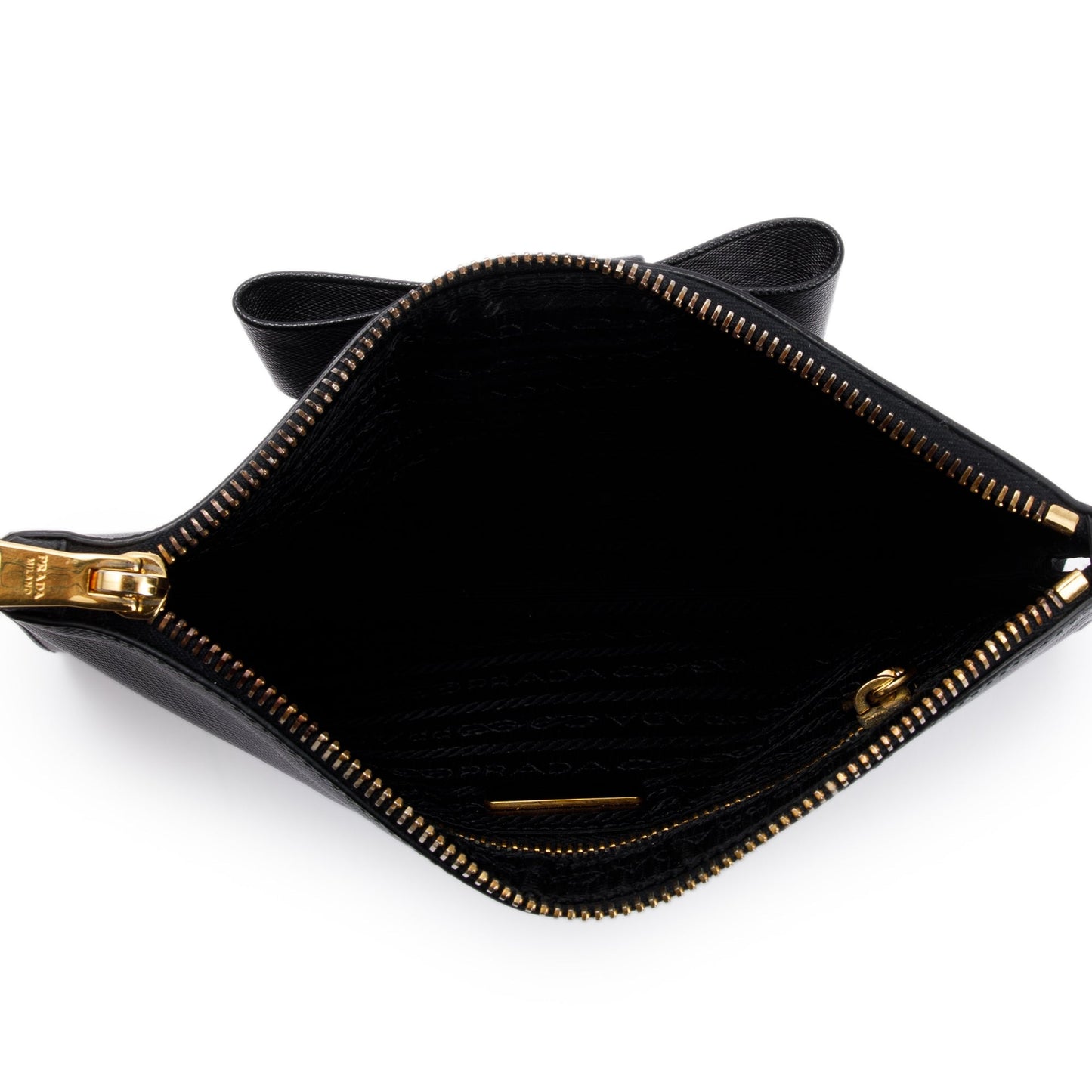 Prada Black Saffiano Wristlet Clutch