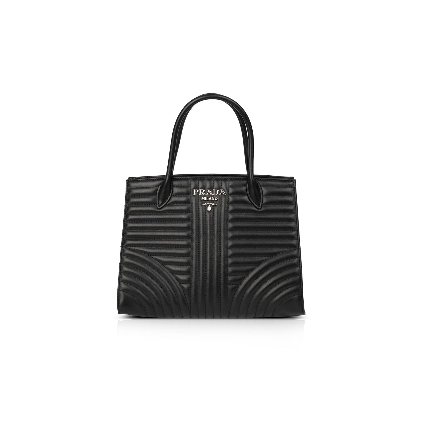 Prada Black Soft Calf Impunture Diagramme Tote