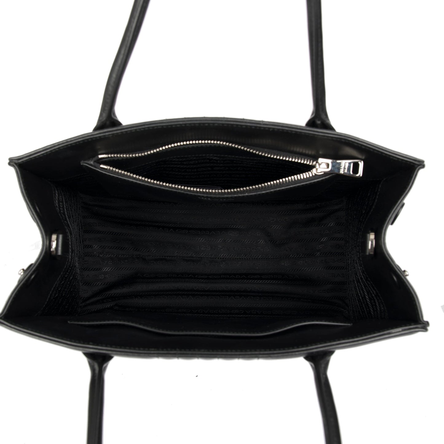 Prada Black Soft Calf Impunture Diagramme Tote