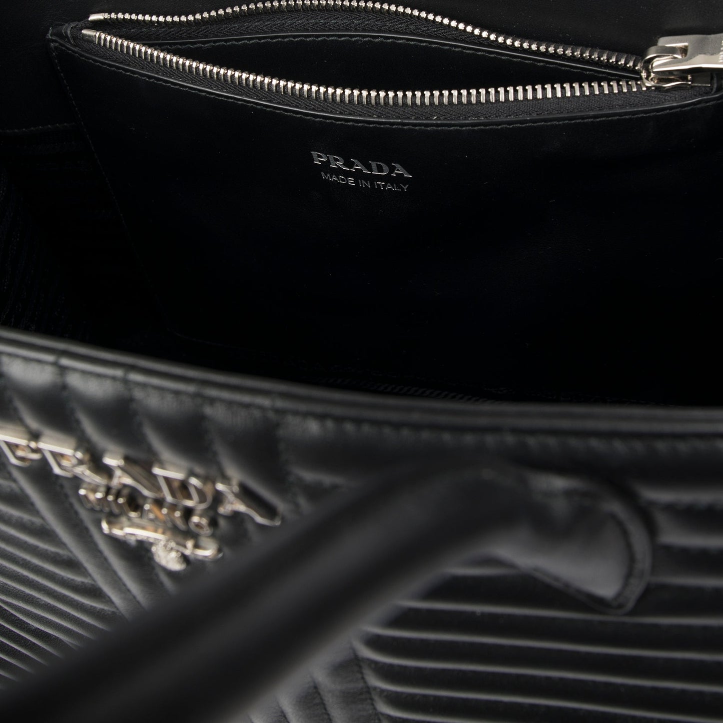 Prada Black Soft Calf Impunture Diagramme Tote