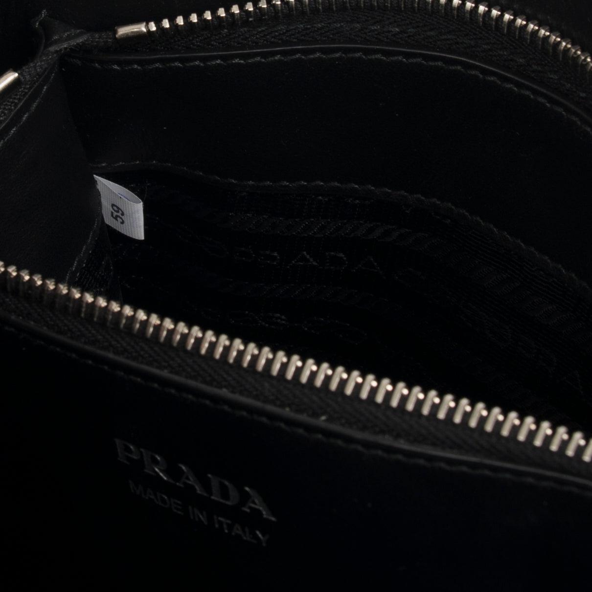 Prada Black Soft Calf Impunture Diagramme Tote