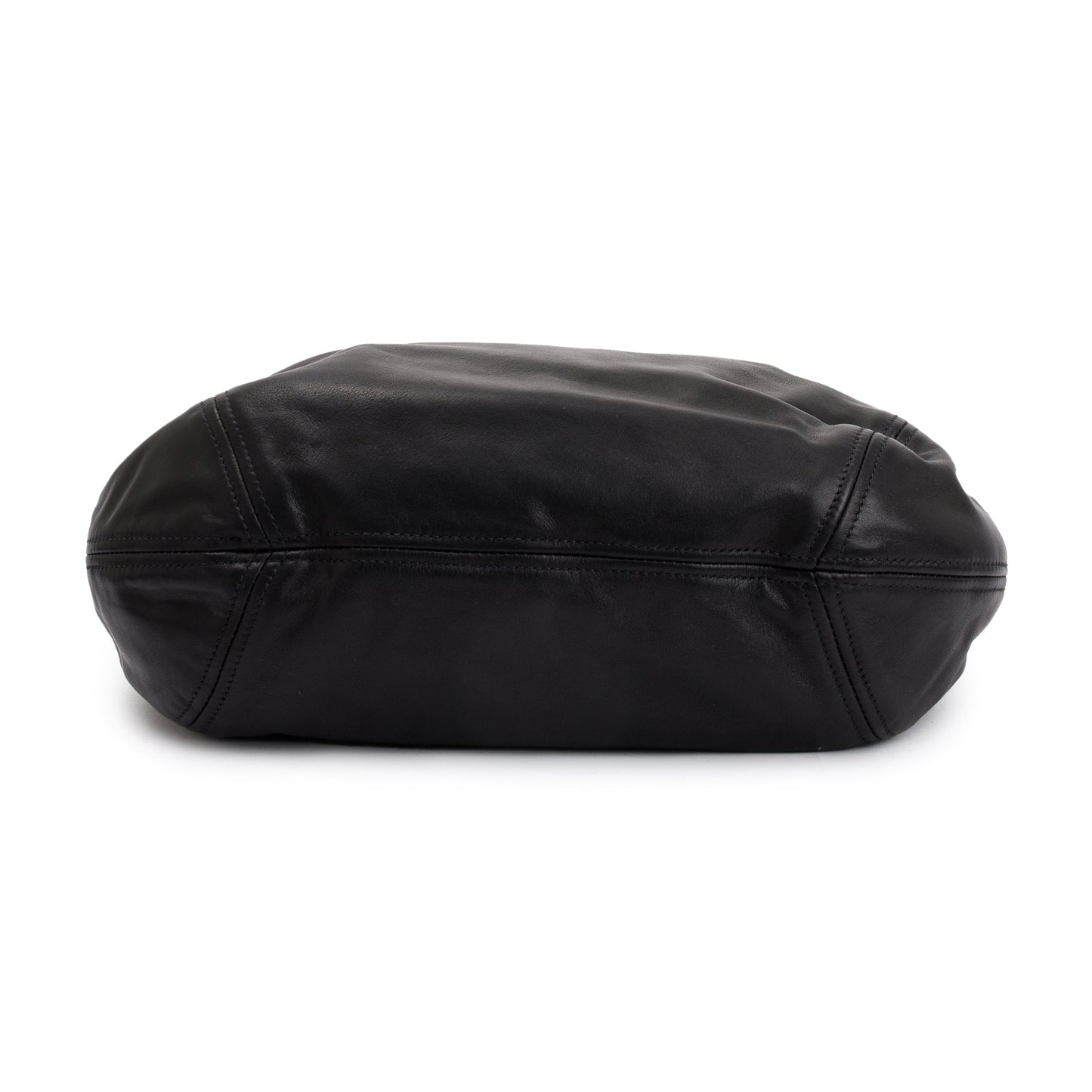 Prada Black Soft Calf Leather Pleated Hobo Bag