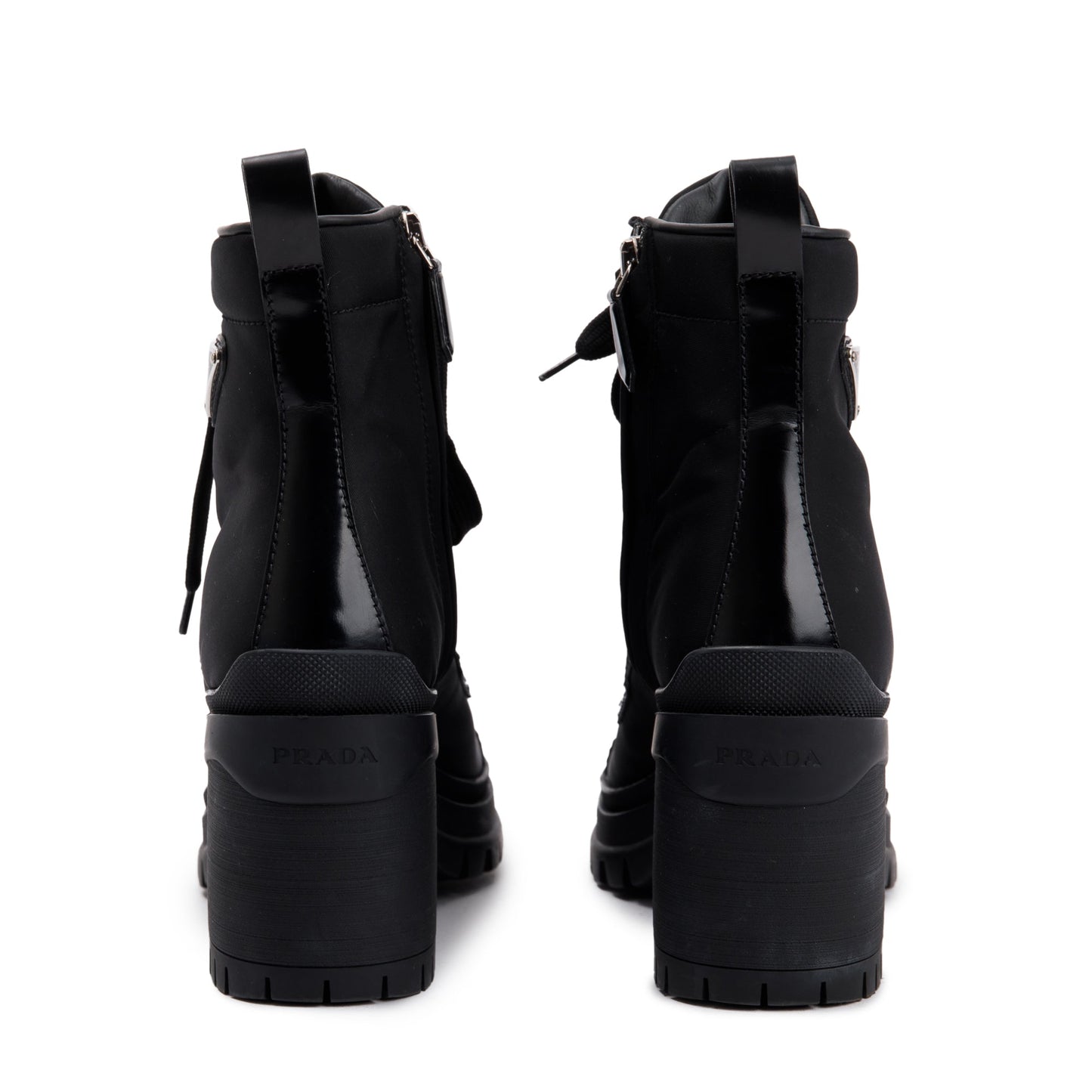Prada Black Spazzolato Nylon Calzature Donna Boots, Size 37.5