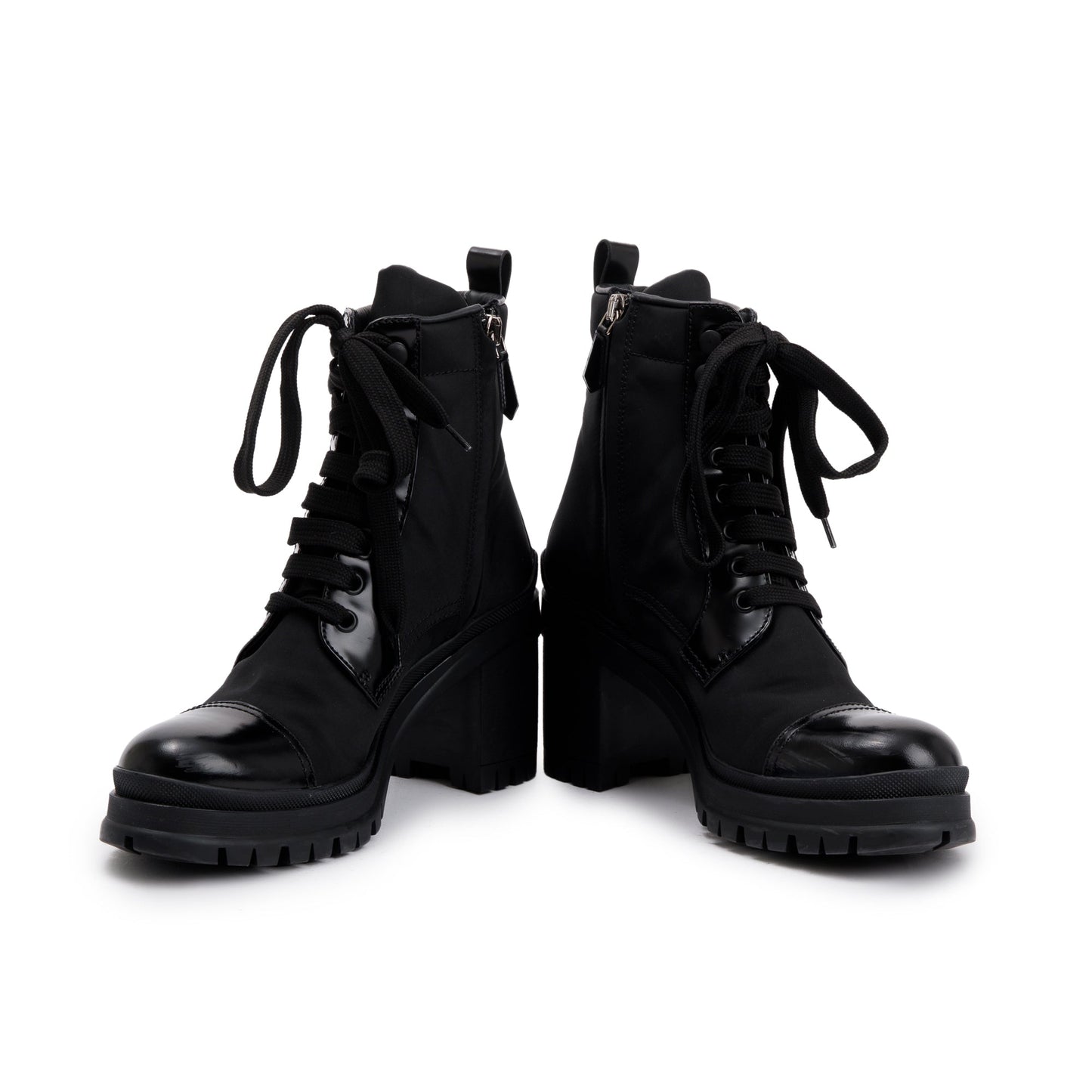 Prada Black Spazzolato Nylon Calzature Donna Boots, Size 37.5