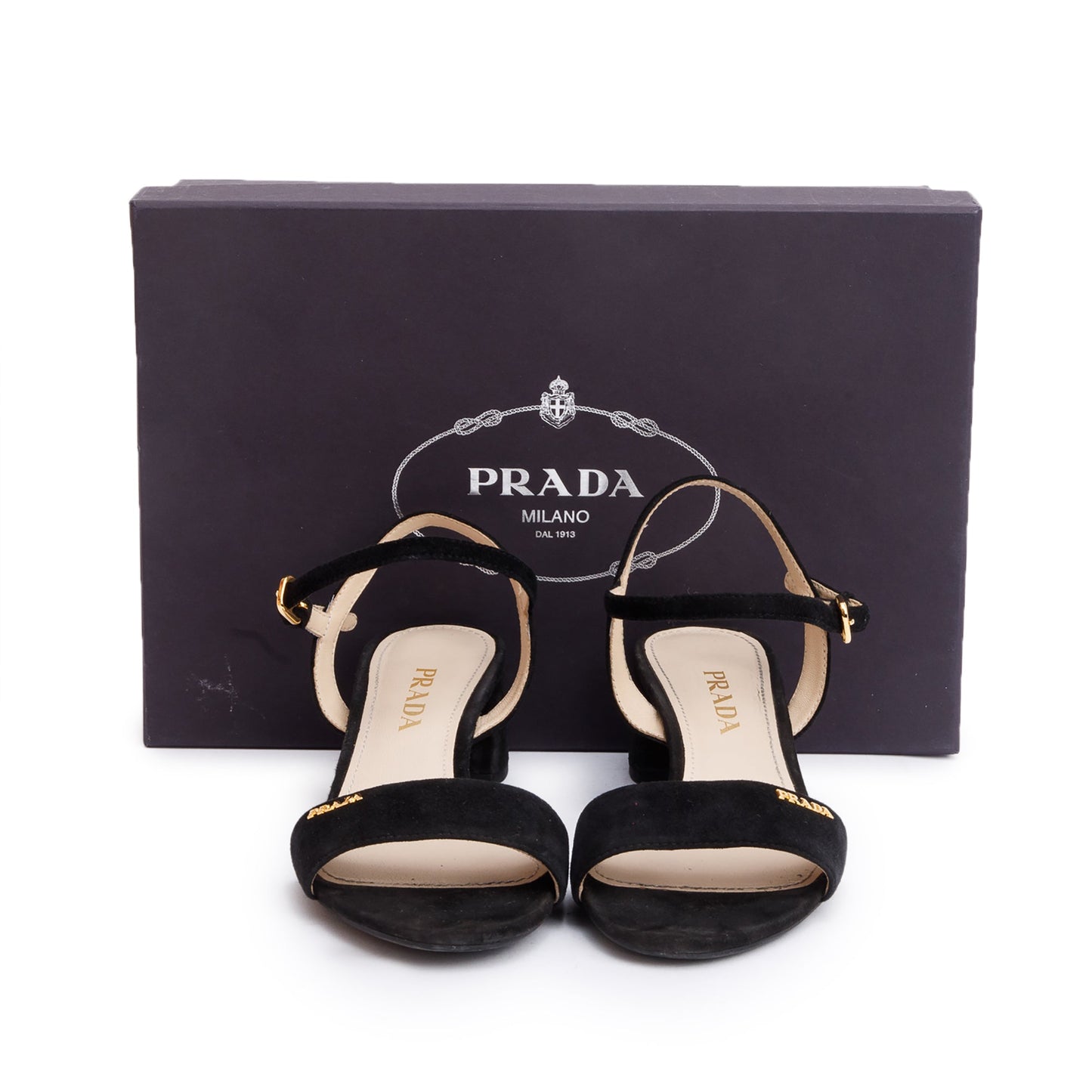 Prada Black Suede Sling Back Sandals, Size 36