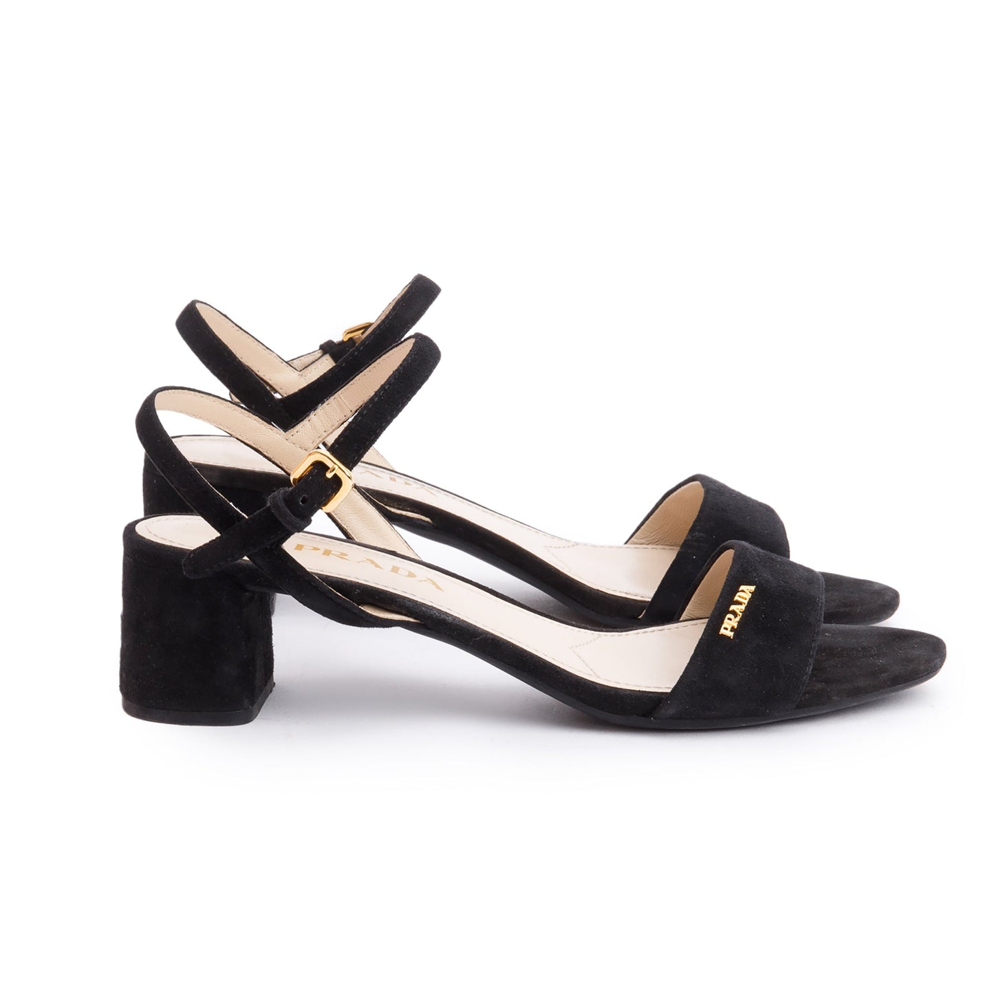 Prada Black Suede Sling Back Sandals, Size 36