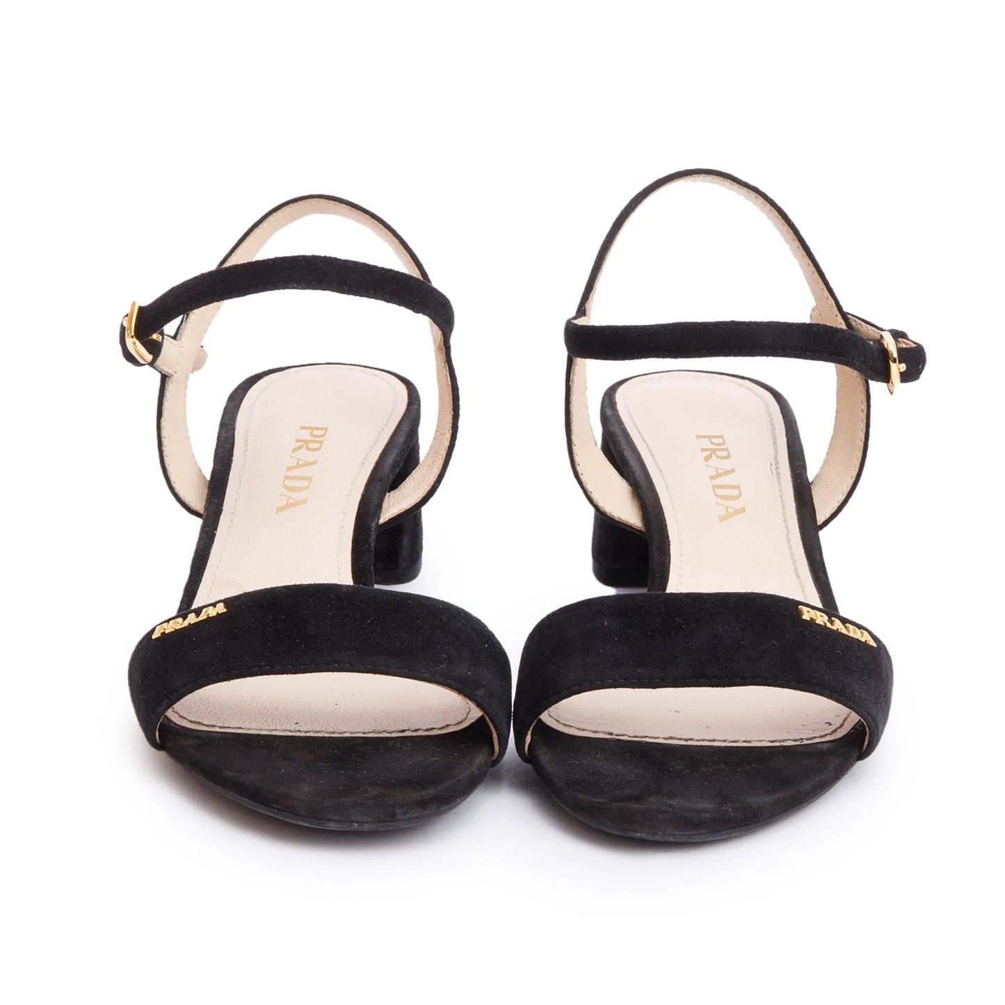 Prada Black Suede Sling Back Sandals, Size 36