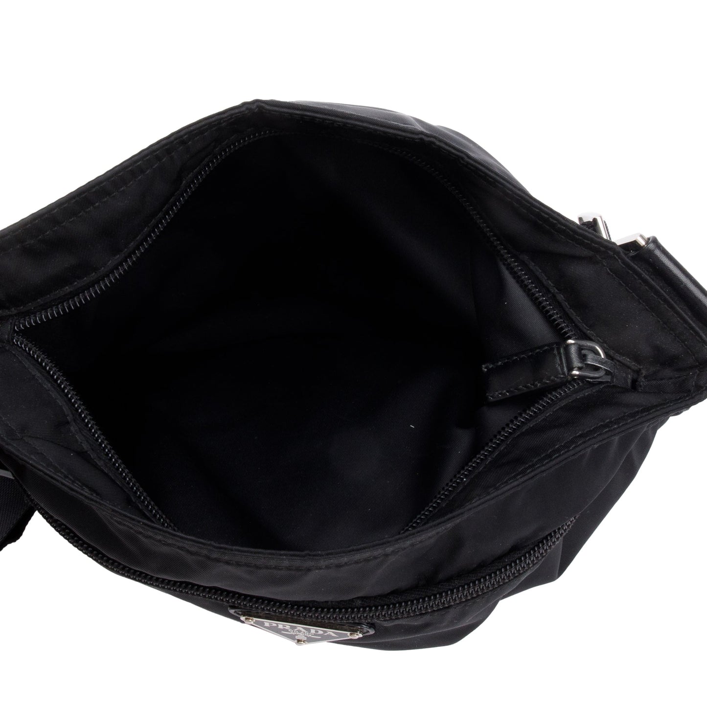 Prada Black Tessuto Nylon Vela Flat Messenger Bag