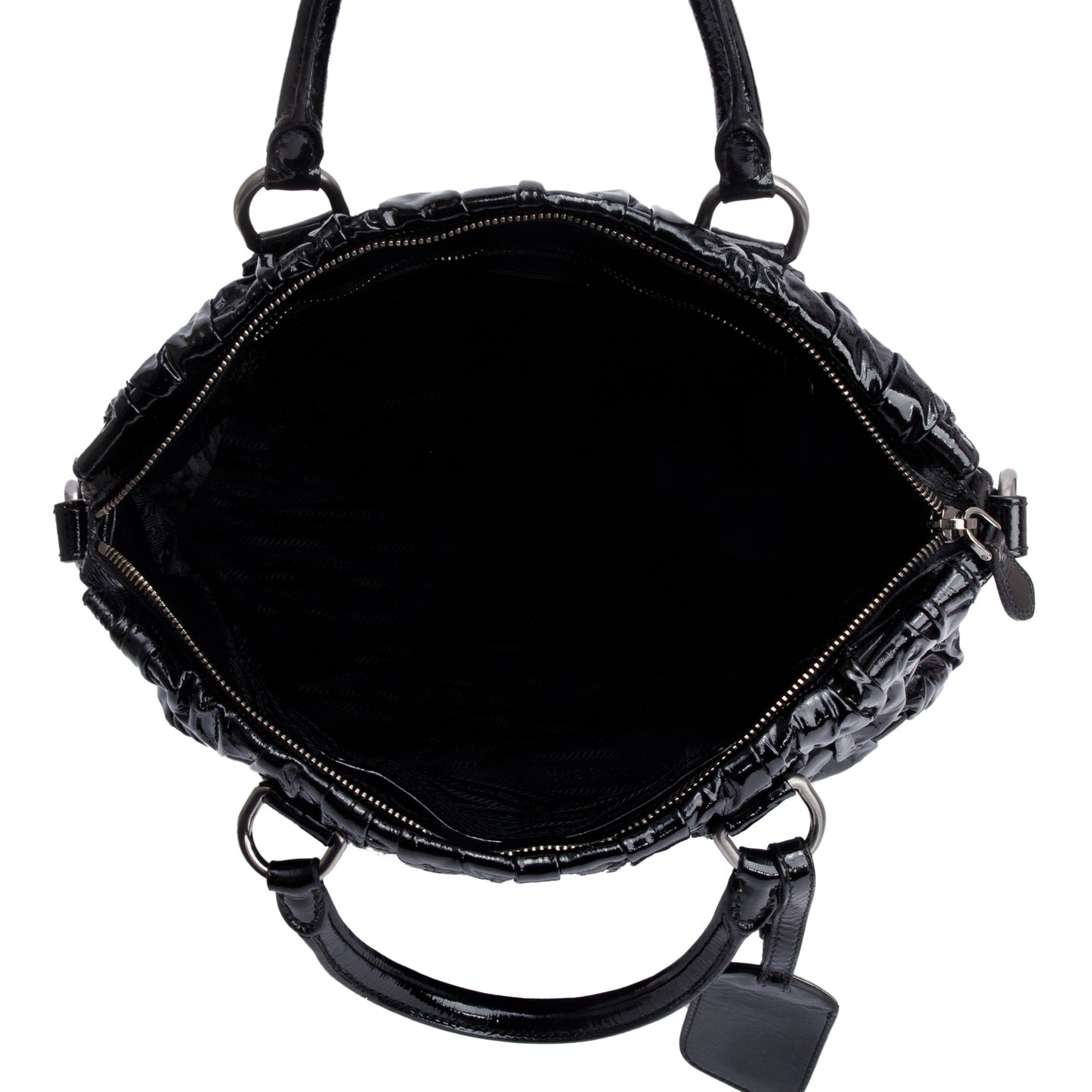 Prada Black Vernice Gaufre Shopping Tote
