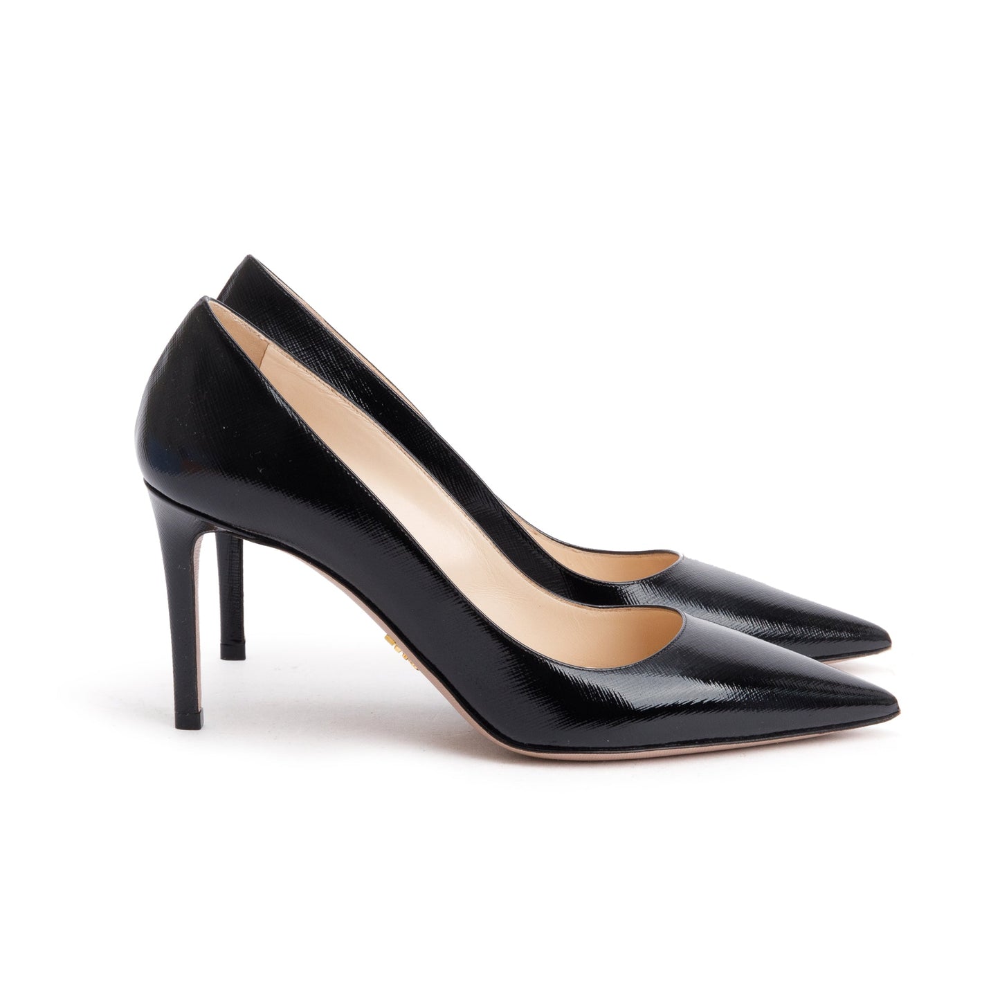 Prada Black Vernice St. Saffiano Leather Calzature Donna Pumps, Size 38