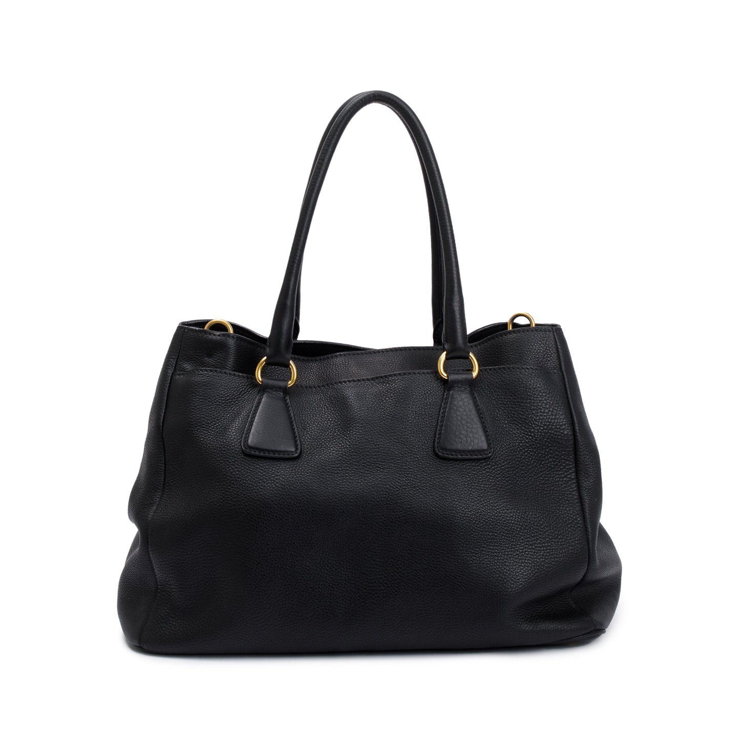Prada Black Vitello Daino Convertible Tote