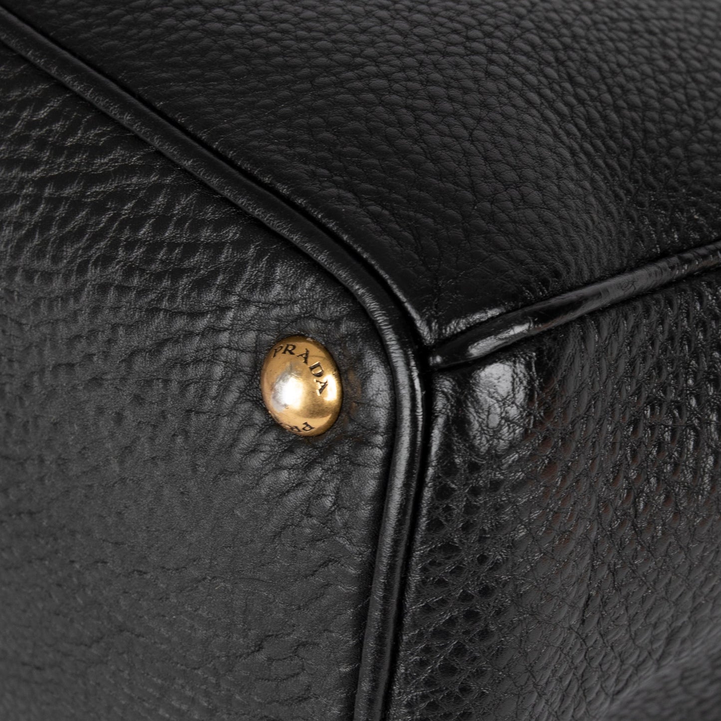 Prada Black Vitello Daino Double Zip Tote