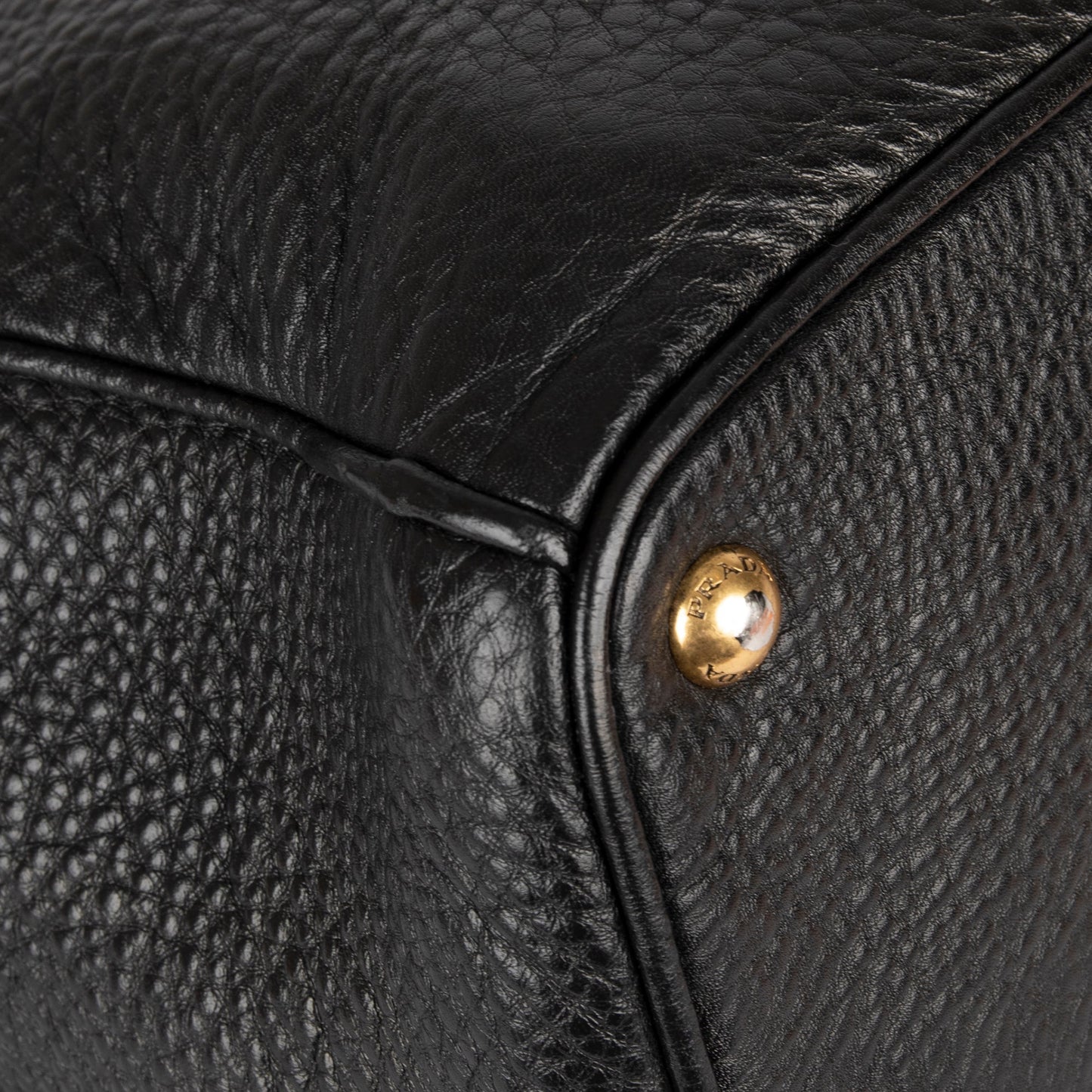 Prada Black Vitello Daino Double Zip Tote