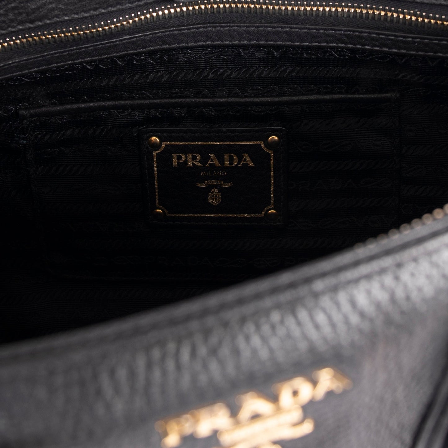 Prada Black Vitello Daino Double Zip Tote