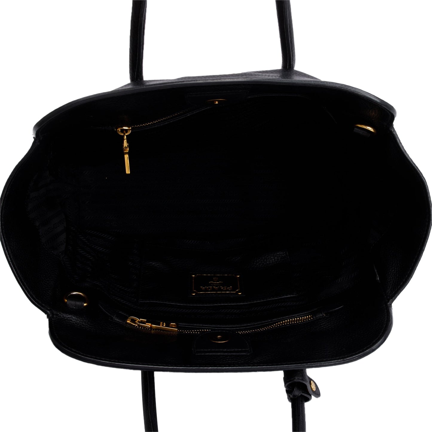 Prada Black Vitello Daino Handle Tote Bag