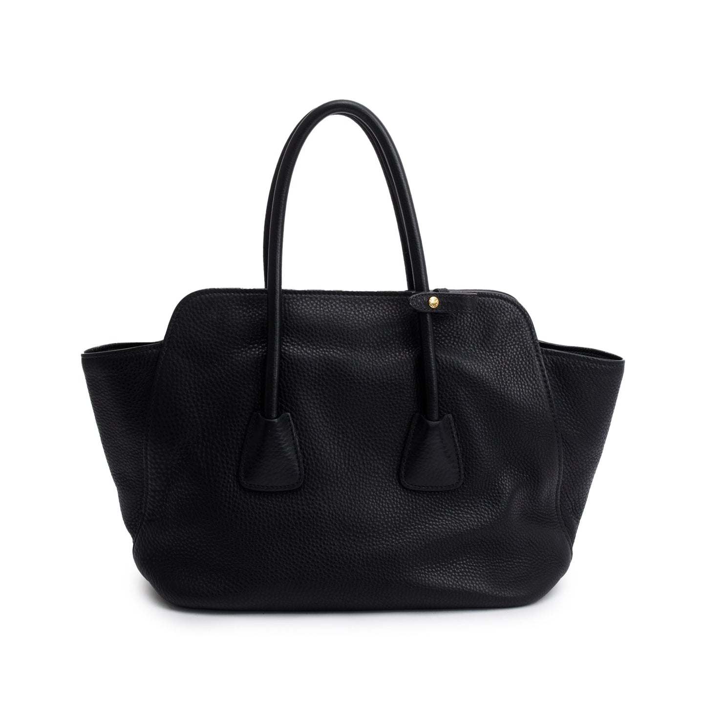 Prada Black Vitello Daino Handle Tote Bag