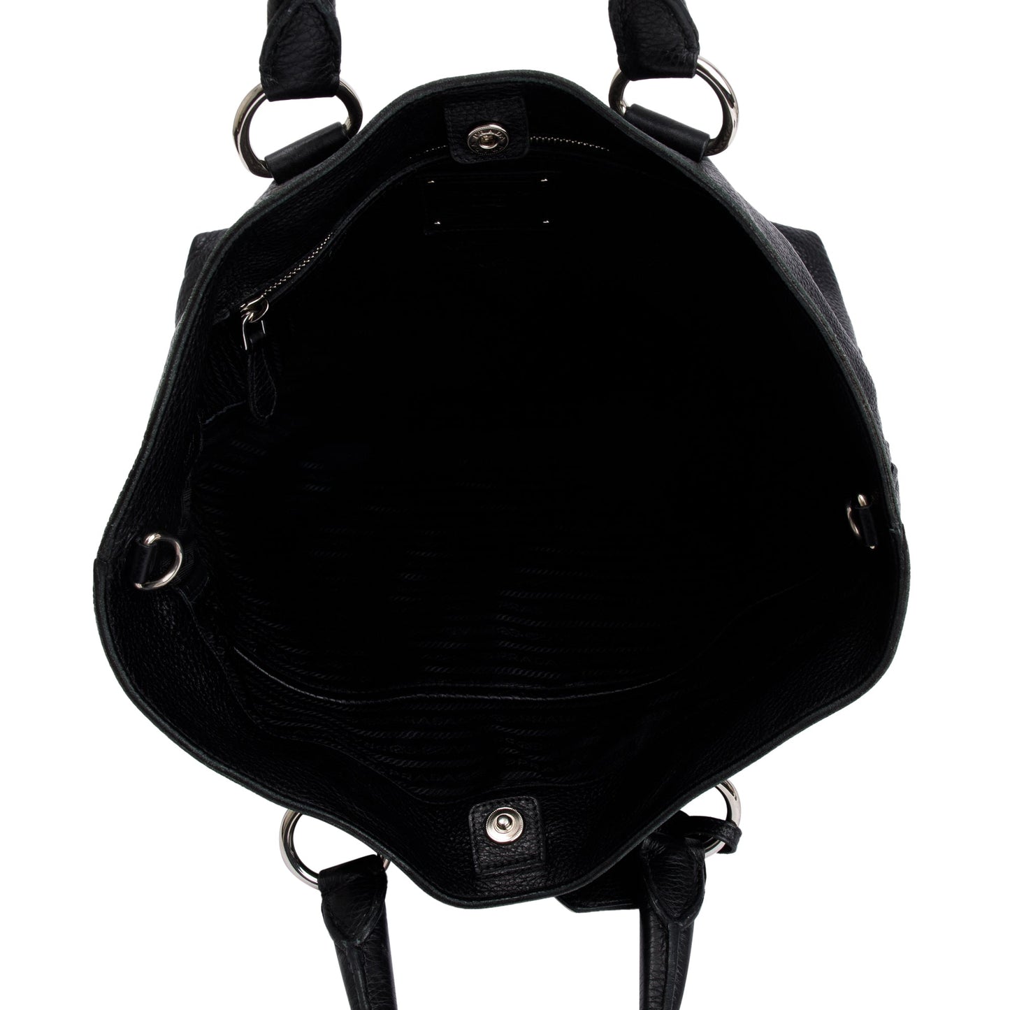 Prada Black Vitello Daino Leather Large Shopping Tote