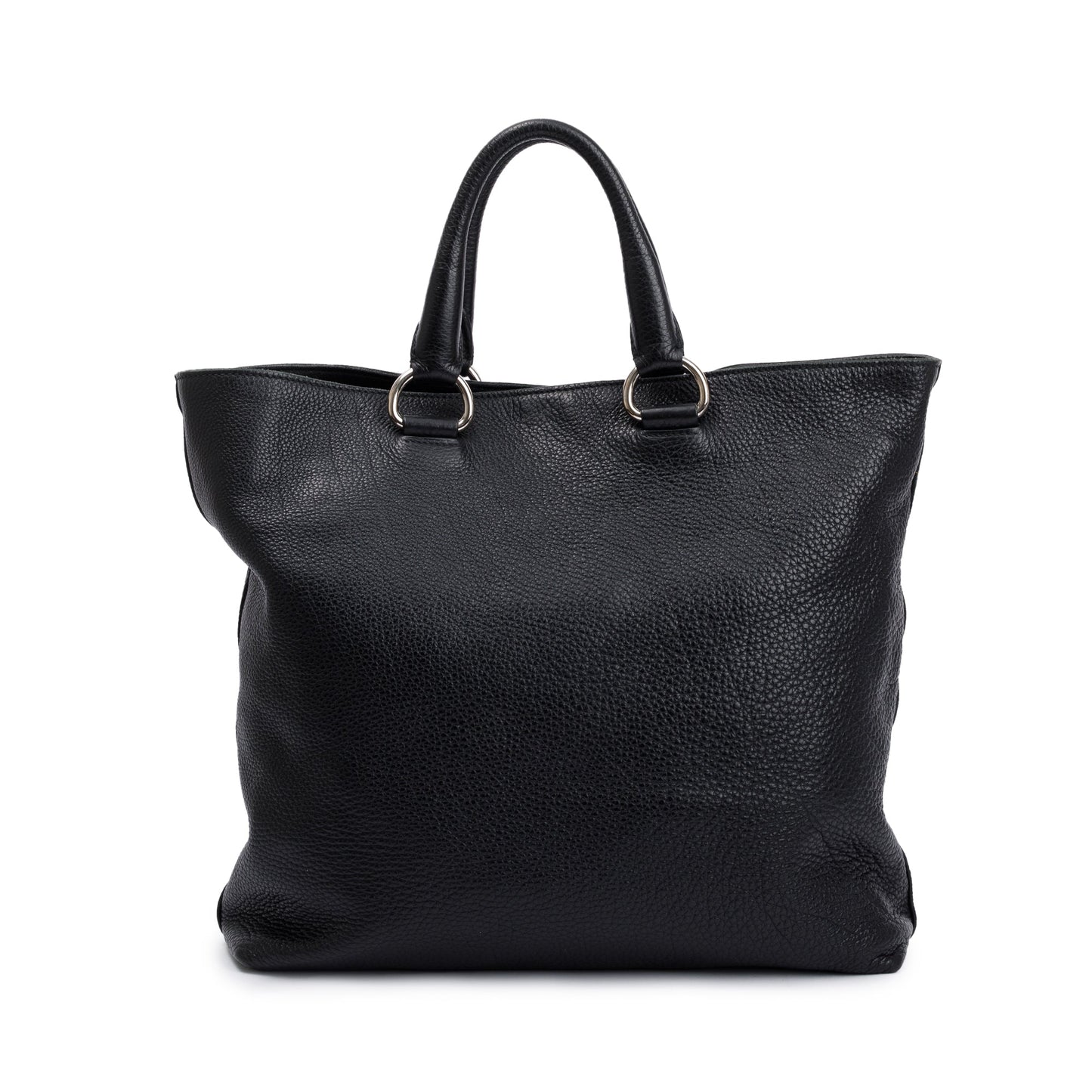 Prada Black Vitello Daino Leather Large Shopping Tote
