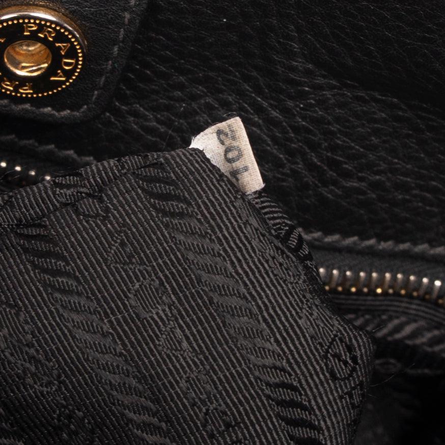 Prada Black Vitello Daino Shopping Tote