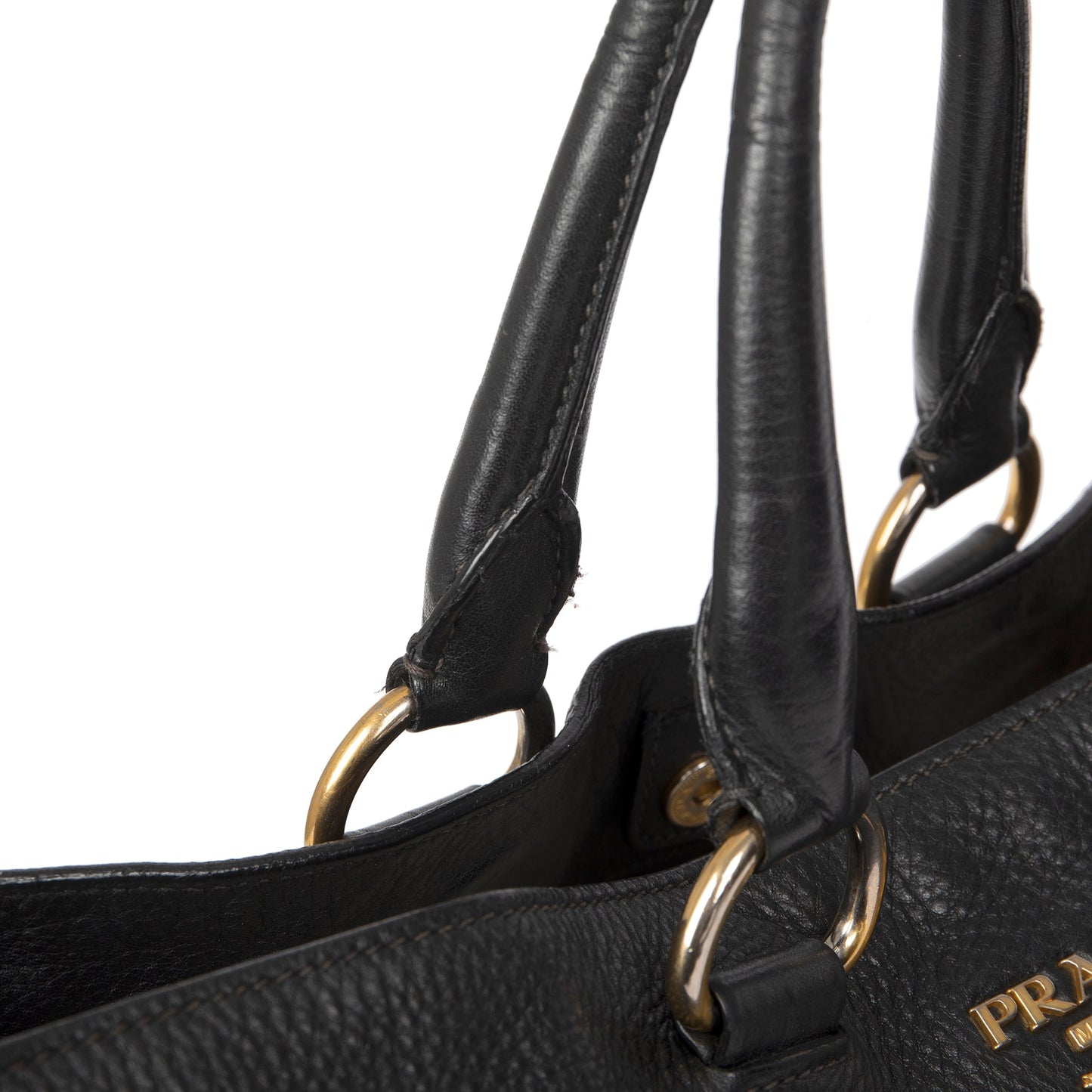Prada Black Vitello Daino Shopping Tote