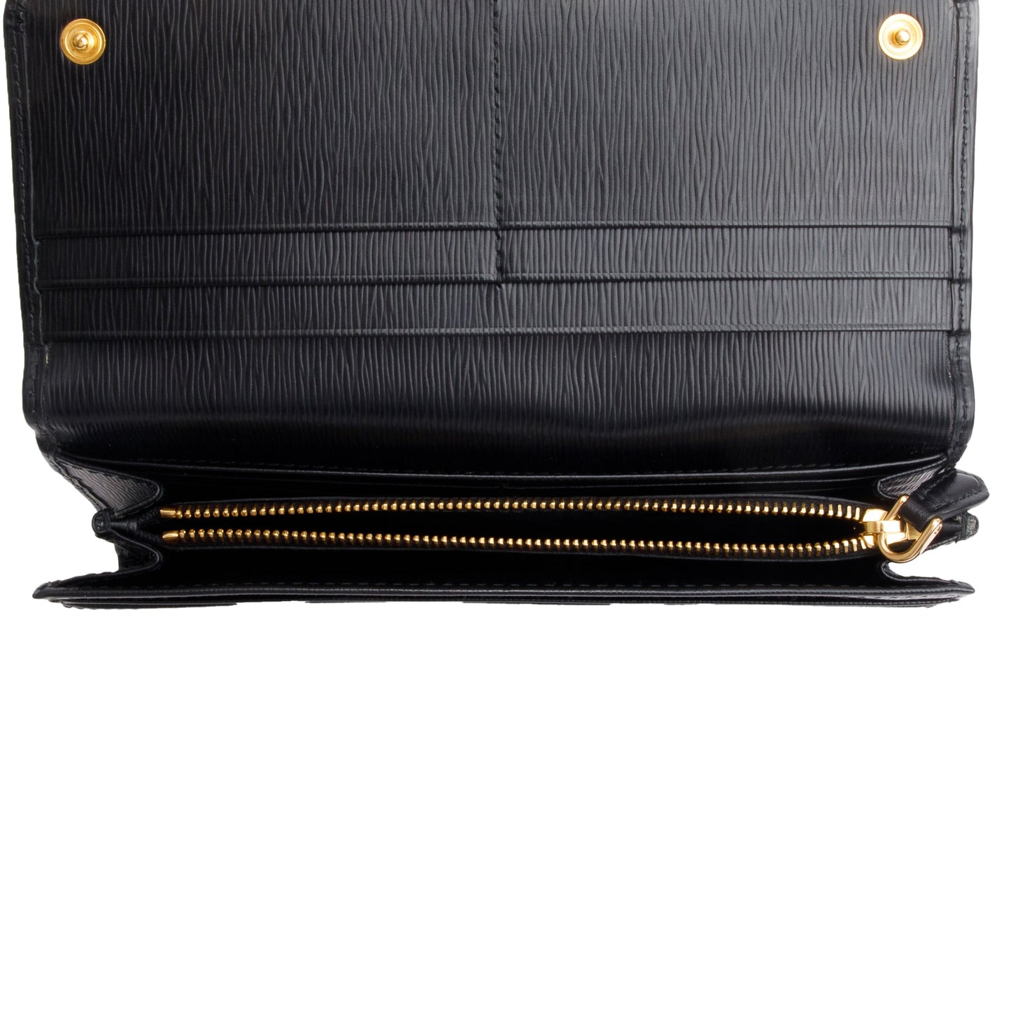 Prada Black Vitello Move Leather Continental Wallet