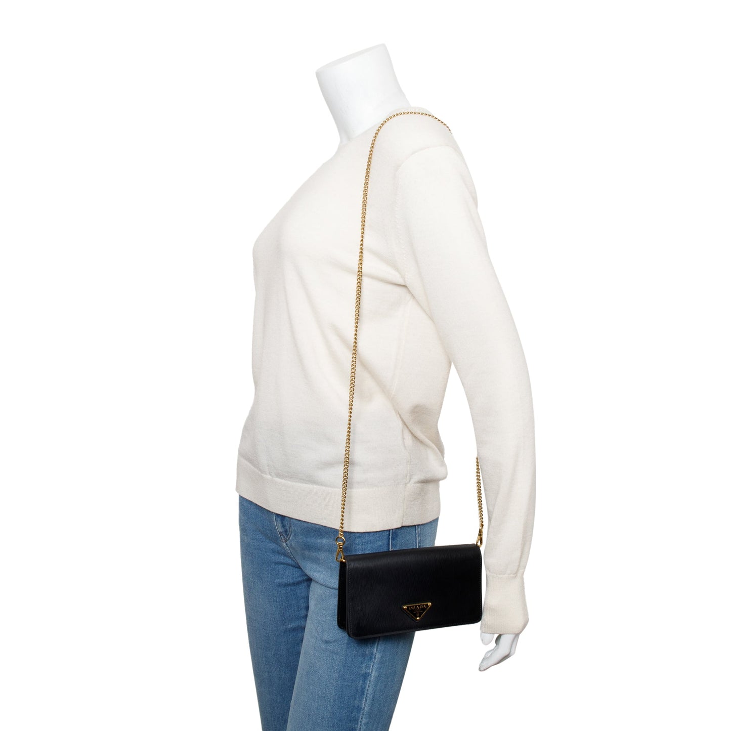 Prada Black Vitello Move Wallet on Chain